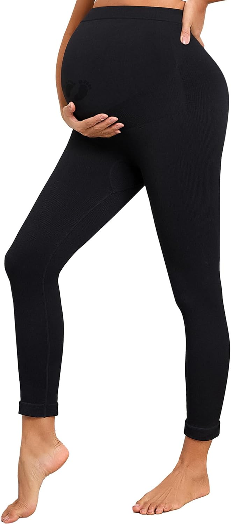 Maternity Leggings over the Belly Maternity Pants for Women Fall Maternity Clothes Black