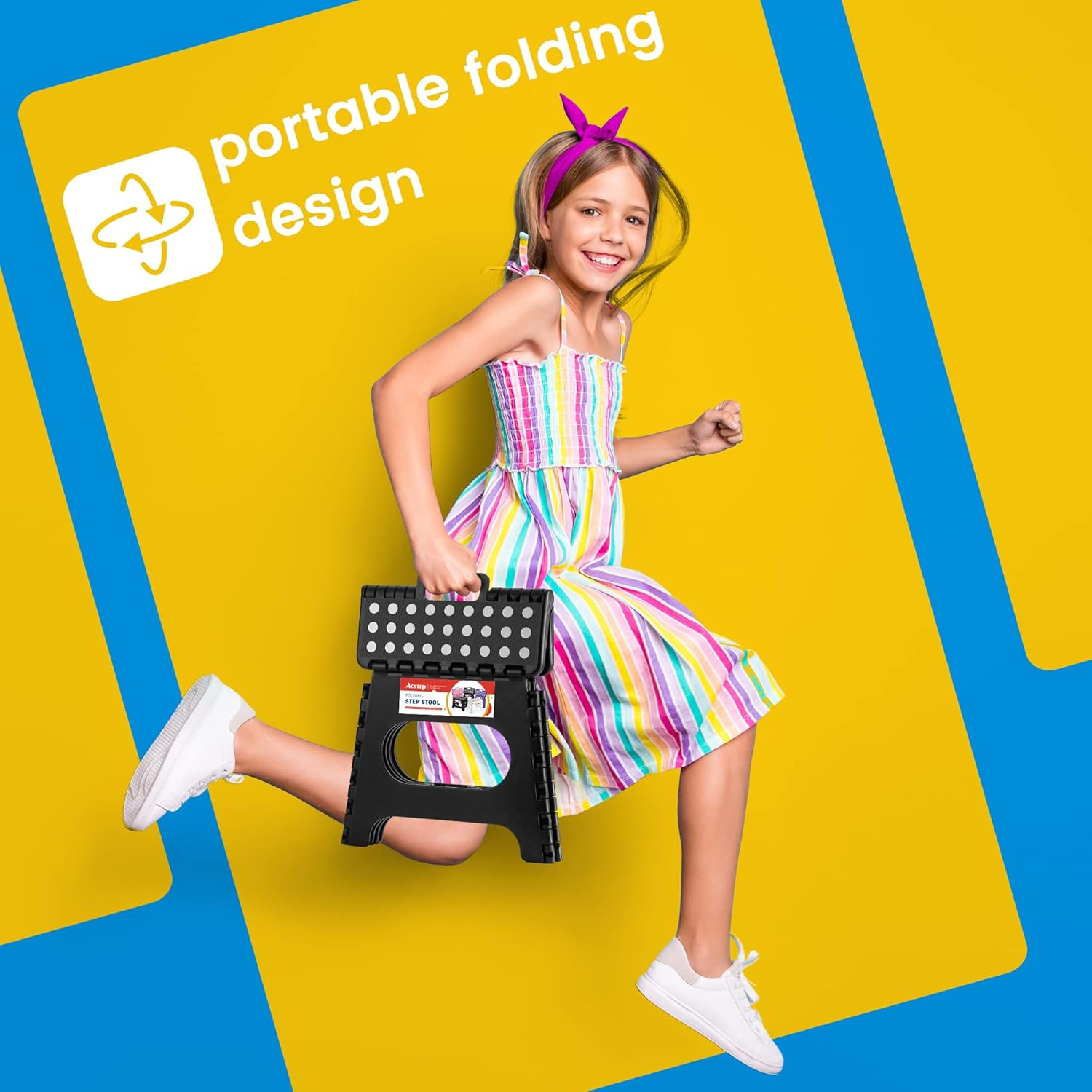 Acko 11 Inches Folding Step Stool for Kids Adults Kitchen Garden Bathroom Stepping Stool Black