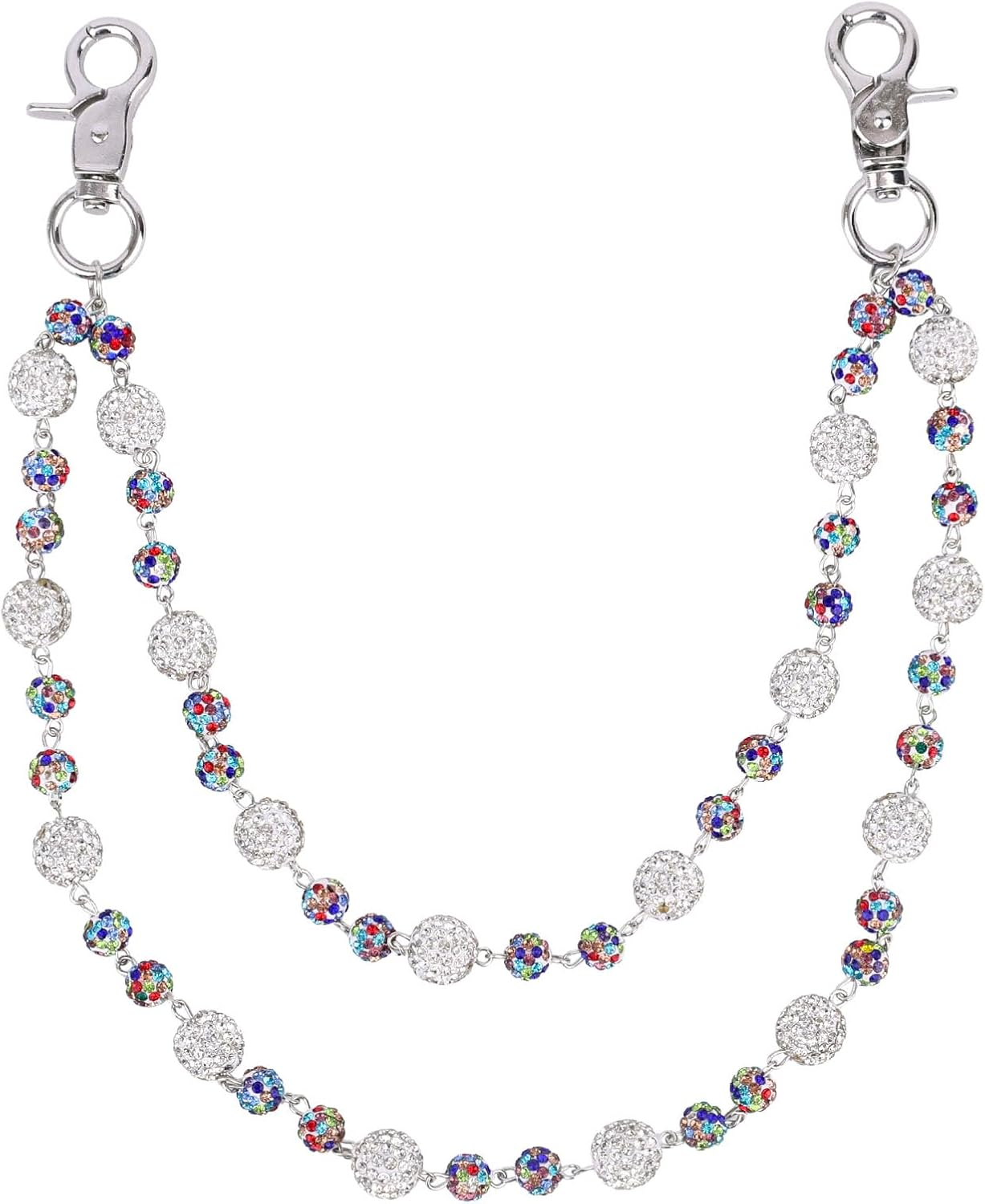 Shiny Ceramic Bead Waist Chain, Bohemian Pants Chain Beaded Wallet Keychain Hip Hop Jeans Charm for Bag Pocket Belt Accessories Women & Men Gift