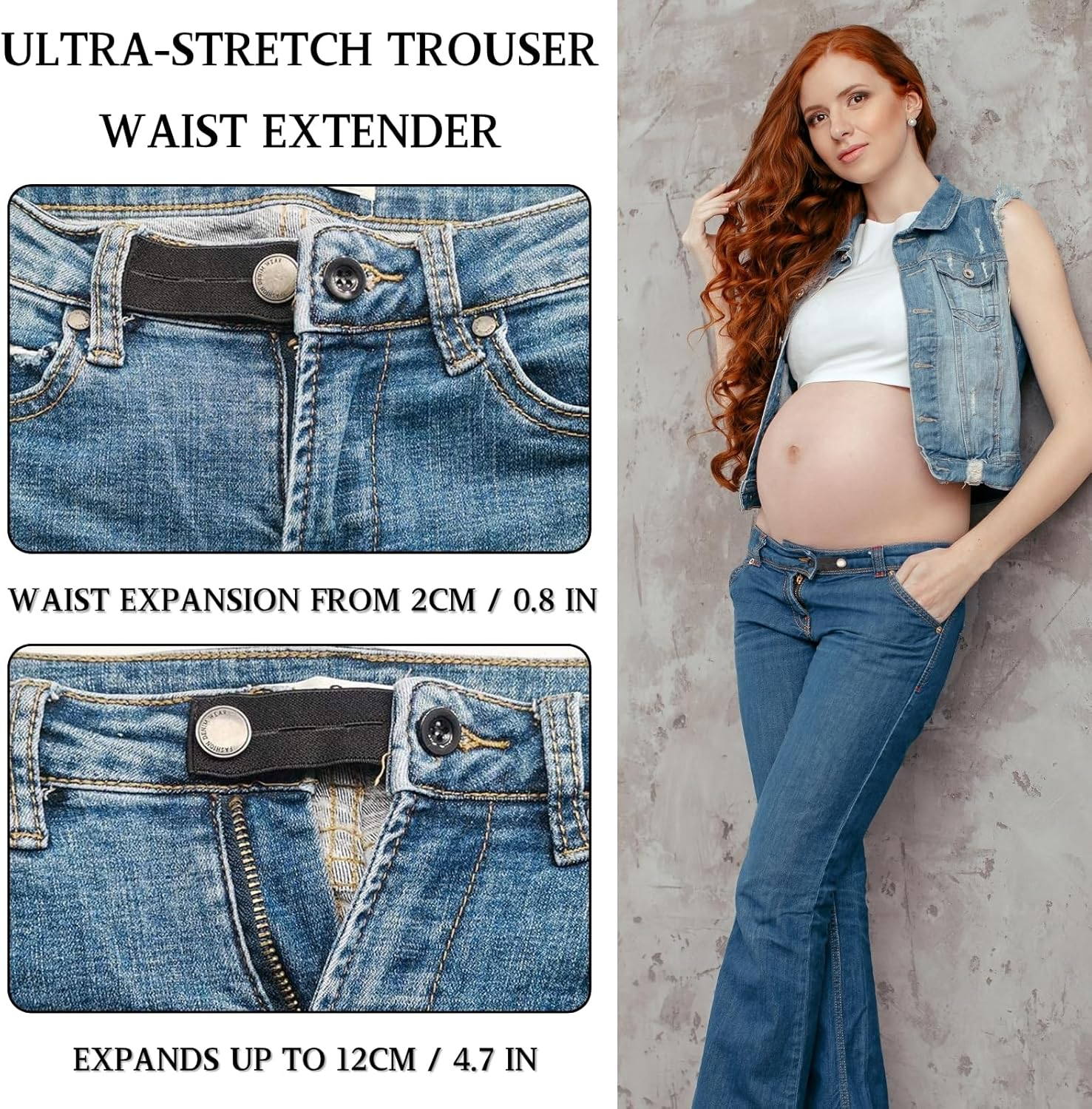 KEYRI 15 Pcs Pants Waist Extender Trouser Adjustable for Men Women Button Extender Waistband No Sewing Instant Waistband Extension for Trousers Jeans Pants Slacks Pregnant Trousers