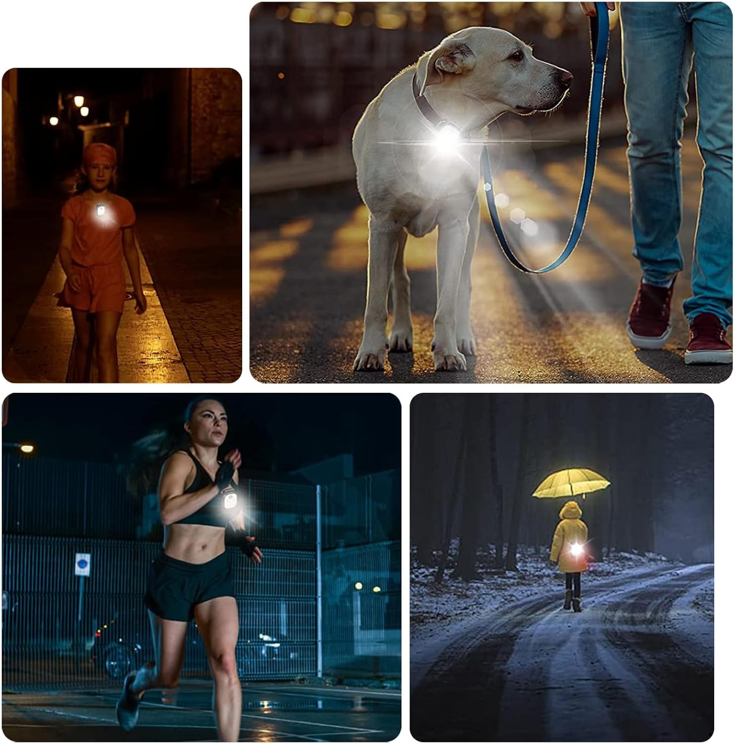 Pack of 2 LED Clip Lamp Outdoor with 4 Reflectors, 3 Light Modes LED Headlamp with USB Rechargeable Night LED Running Lights Small Torch Safety Light for Hiking Camping Running Jogger Fishing image number 4