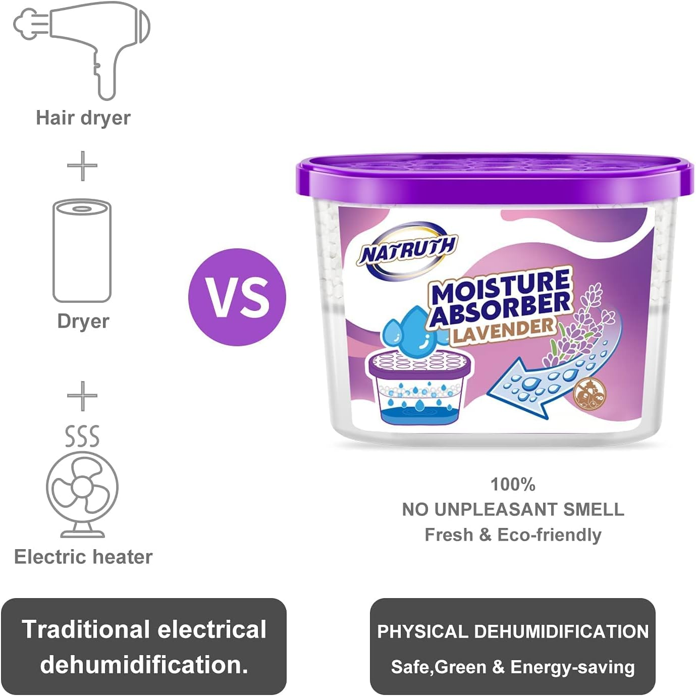 NATRUTH 6Pack Lavender Moisture Absorber, Portable Household Dehumidifier Box for Closet Bathroom, Kitchen, Laundry Room(500Ml) image number 2