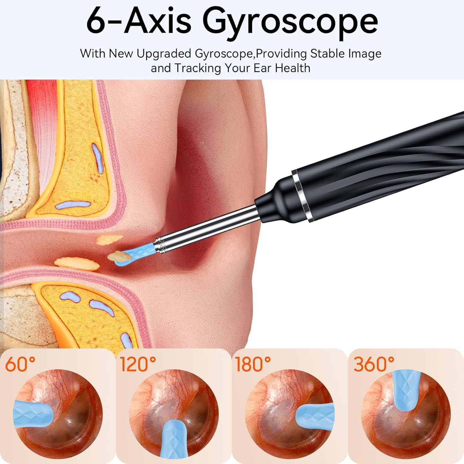 Ear Wax Removal Kit, Ear Camera 1920P HD Ear Wax Removal Tool, Ear Cleaner Otoscope with 6 LED Lights, 3Mm Visual Ear Scope for Iphone Ipad Android Smart Phone Gift Package image number 1