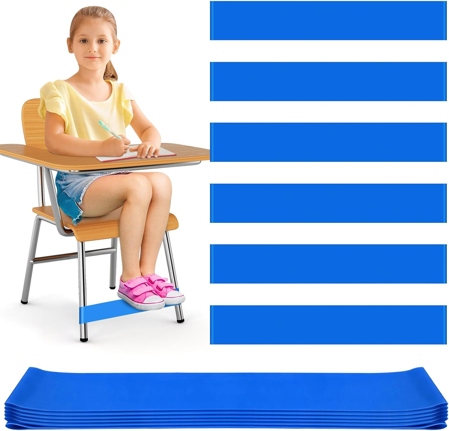 6 Pack Chair Bands for Kids with Fidgety Feet - Sensory Room Must Haves for ADHD and Autism - Classroom and Home Chairs Fidget Tools
