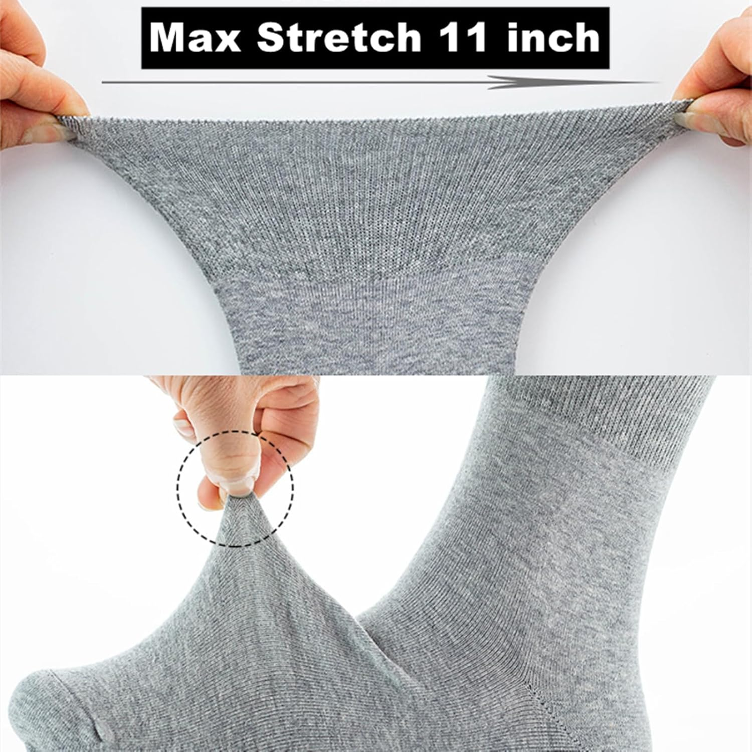 Svlftecon 4 Pack Diabetic Crew Socks Extra Wide Super Soft Non-Binding Top Edema Socks for Swollen Feet Unisex image number 2