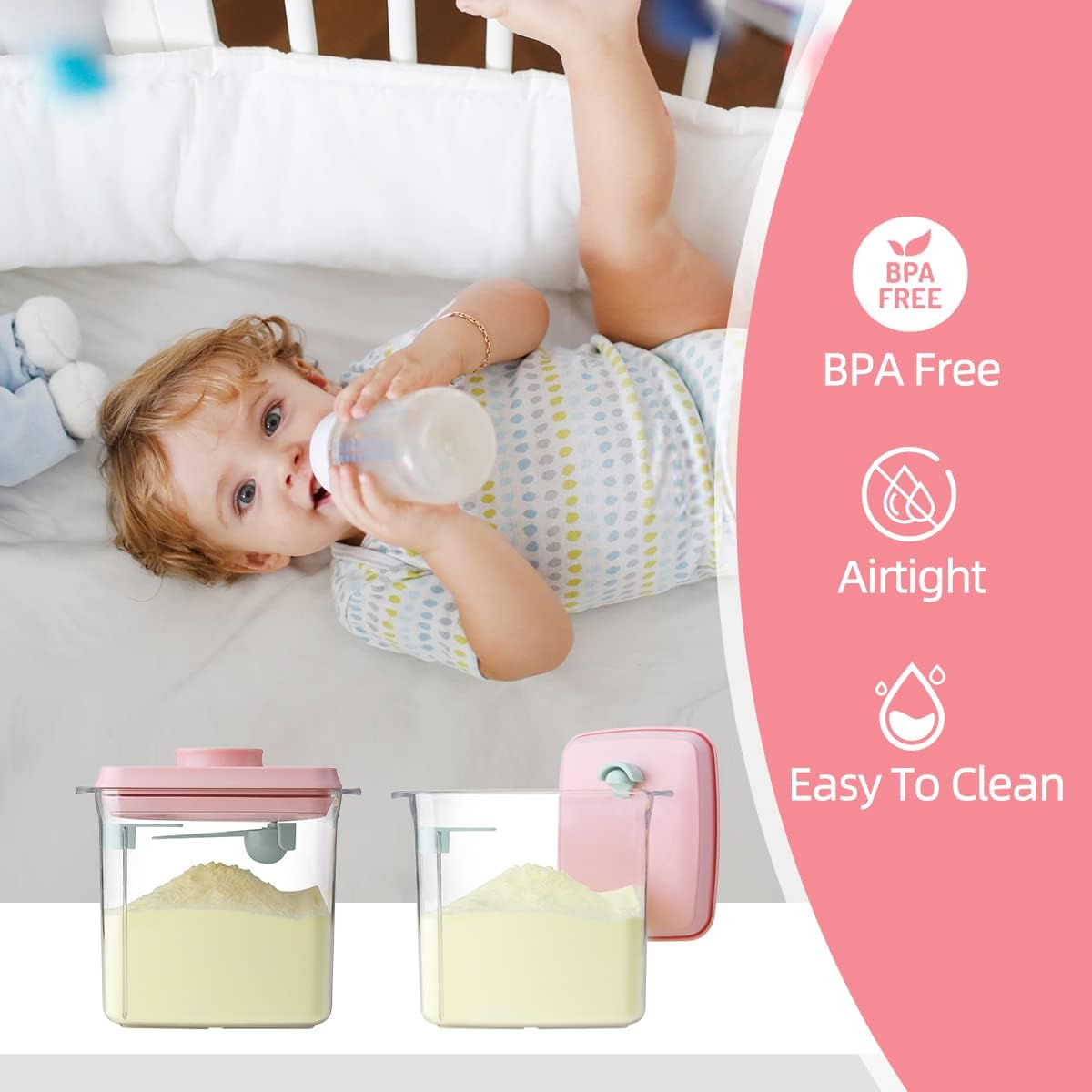 Ankou Formula Container - 1700Ml Airtight Formula Dispenser One Button Handy Milk Powder Container Bpa-Free Storage Containers with Scoop and Scraper Transparent 730G image number 6