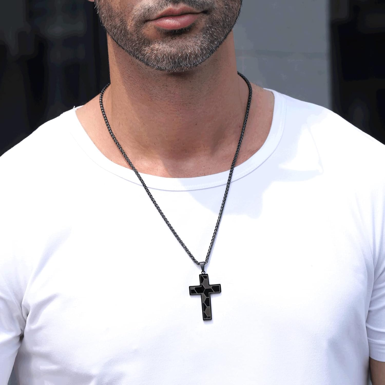 GLITTO Soccer Cross Necklace for Boys Men Stainless Steel Bible Verse Pendant with 20+2Inch Chain First Communion Baptism Religious Sports Jewelry Gift image number 3