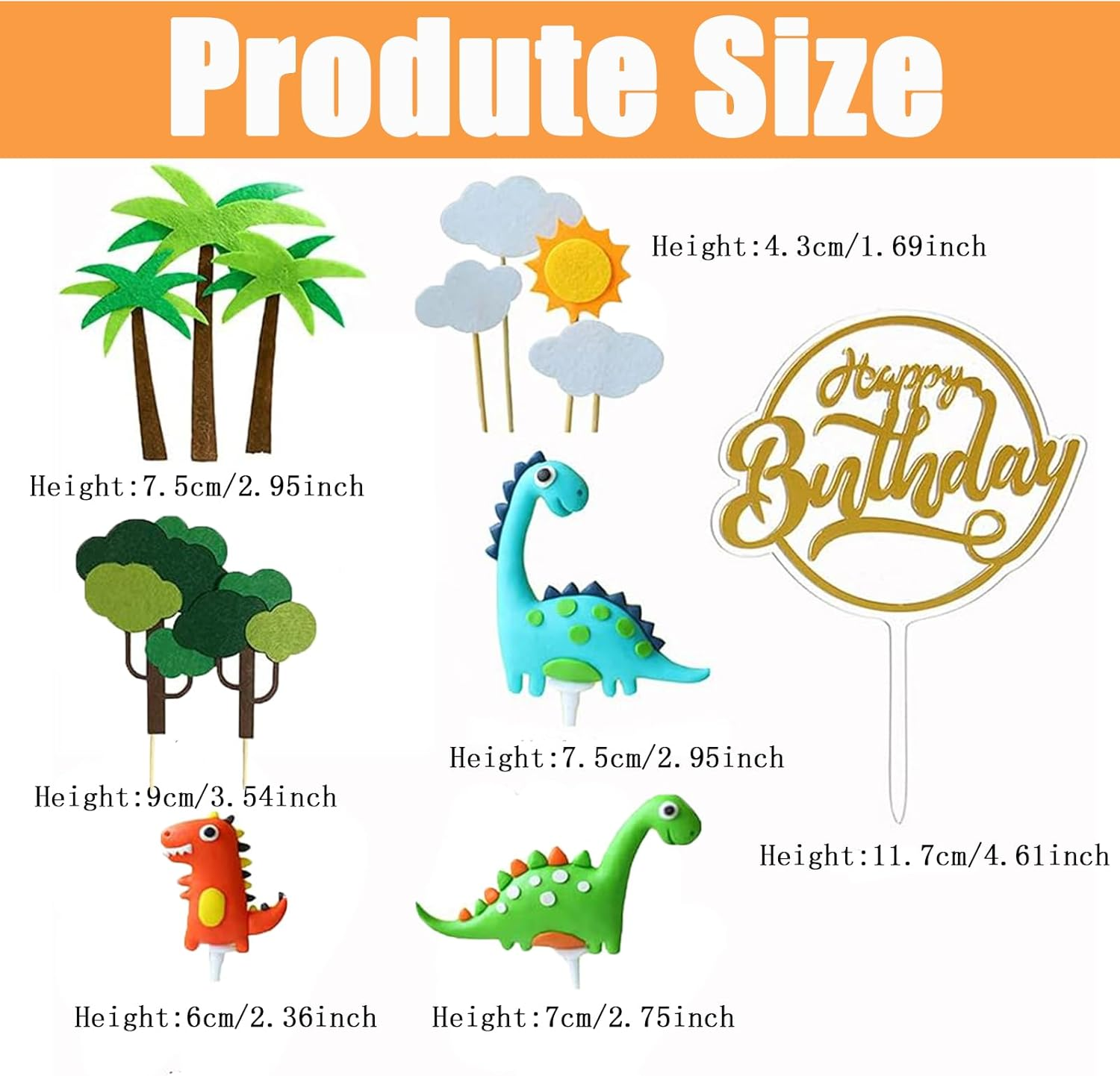 13Pcs Dinosaur Cake Decorations,Birthday Party Decor, Dinosaur Cupcake Topper Little for Cupcake Decorations, Creative Party Supplies image number 6