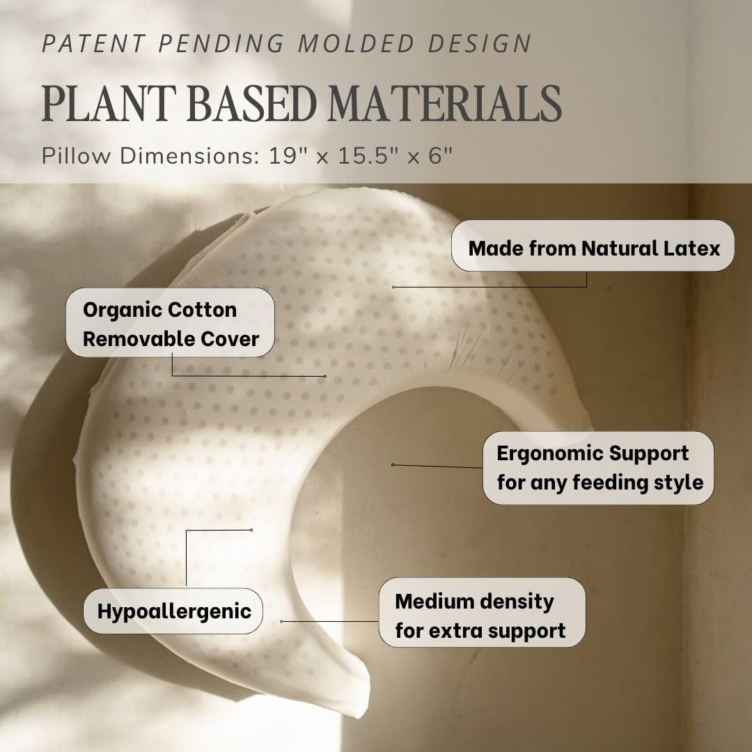 Butterr Natural Breastfeeding Pillow, Nursing and Posture Support, Plant Based Cushion with Organic Cotton Removable Cover (Wheat)