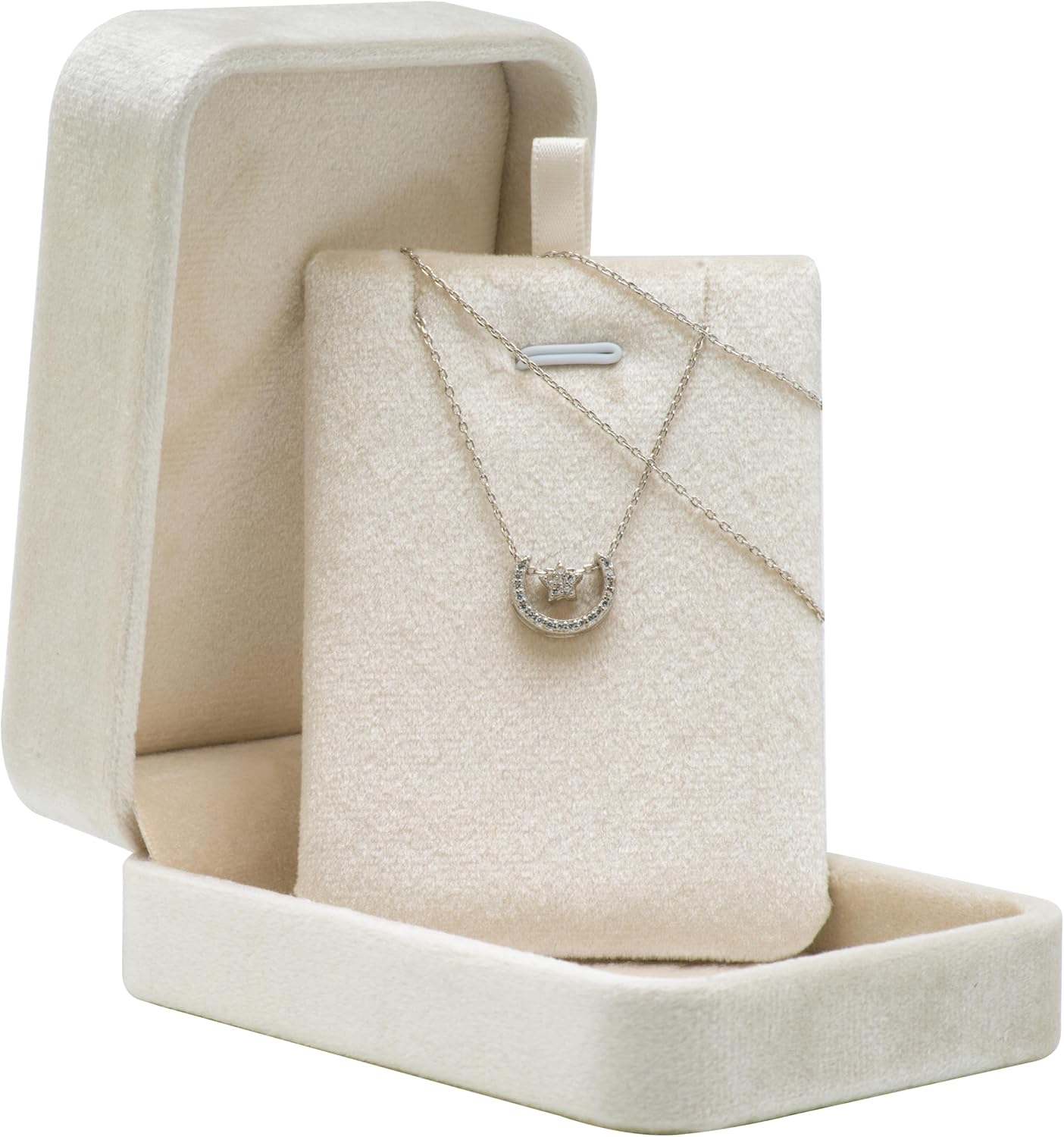 Giftop Classic Velvet Jewelry Gift Box Case for Necklace Pendant (Beige) image number 6