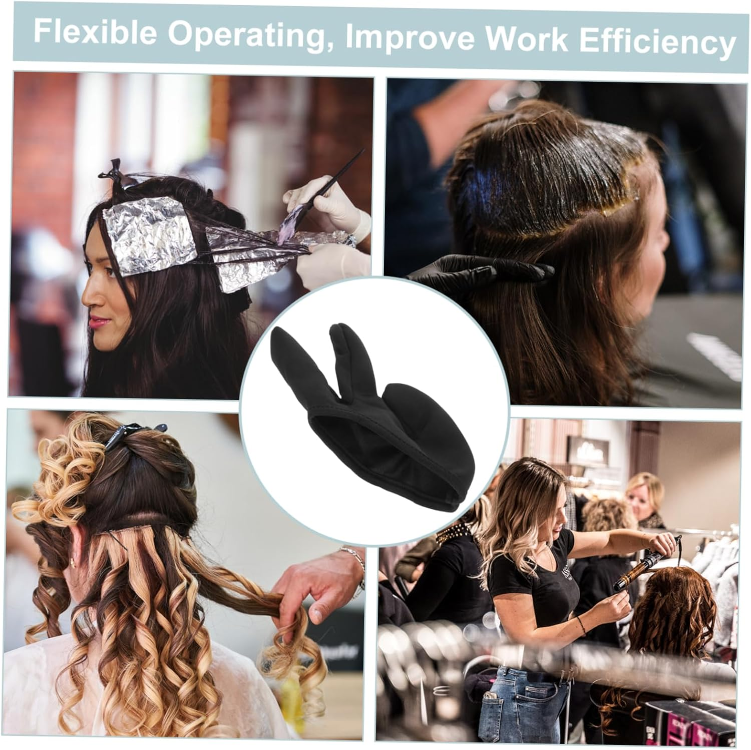 VALICLUD Heat-Resistant Gloves for Hair Styling Professional Curling Elegant Black Design for Salon Use and Stylish Suitable for Curling Wands and Straighteners image number 4