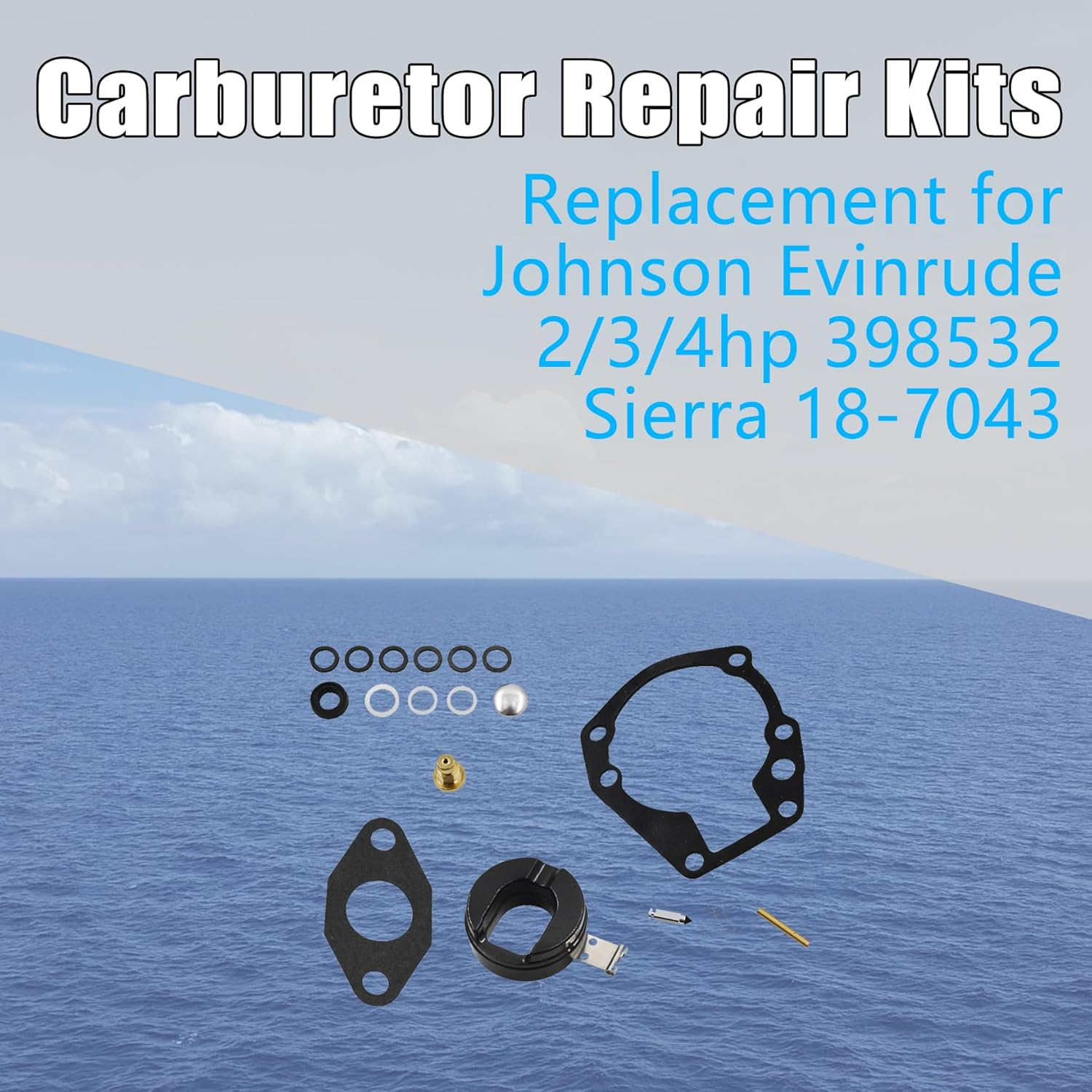 ALL-CARB Carb Carburetor Repair Kits with Float Replacement for Johnson Evinrude 2/3/4 HP 398532 Sierra 18-7043