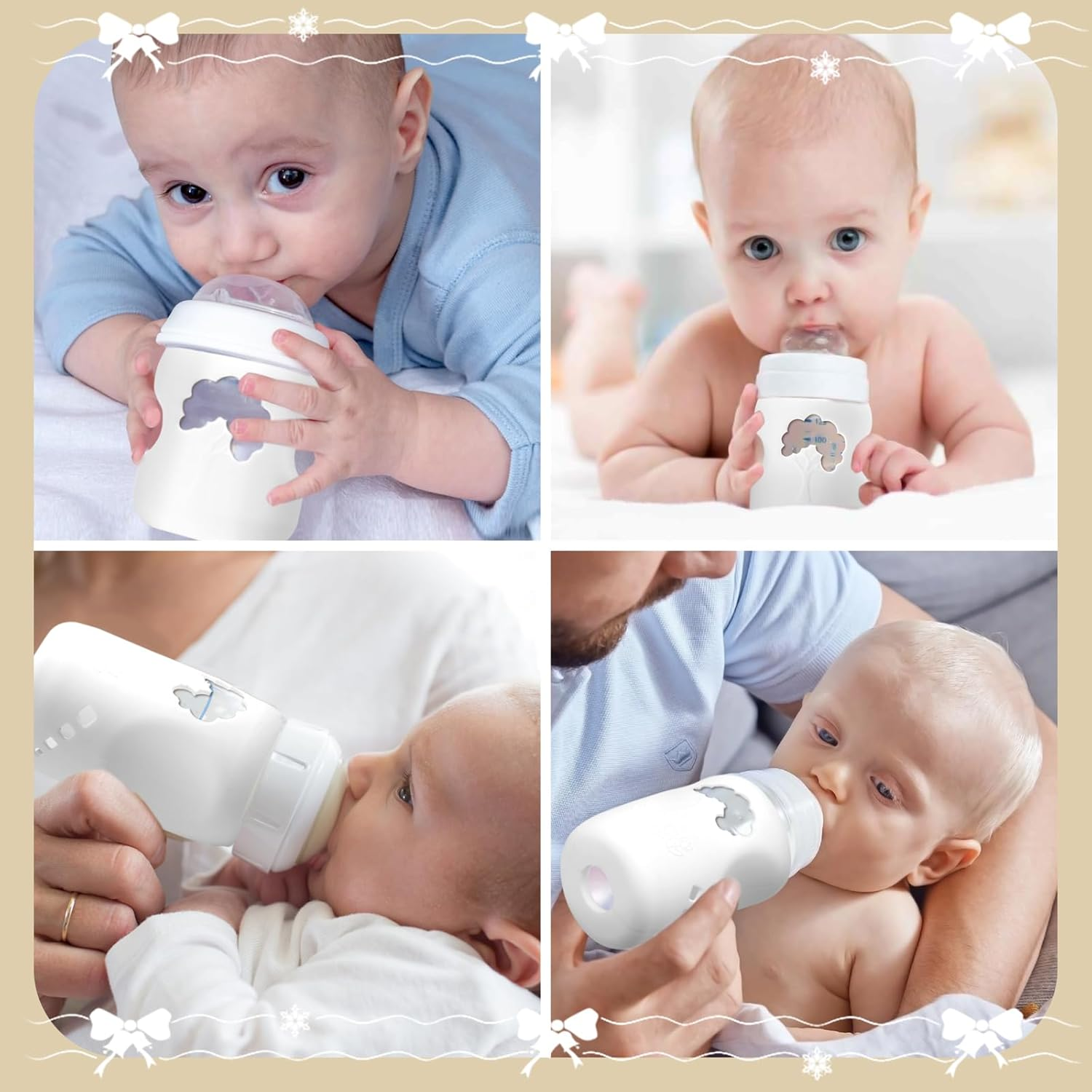 3 Pack White Silicone Sleeves for Dr. Brown'S Glass Baby Bottles 5Oz, Anti-Slip & Anti-Breakage Design, Compatible with Dr. Brown'S Wide-Neck Glass Bottles (5 Ounce) image number 3