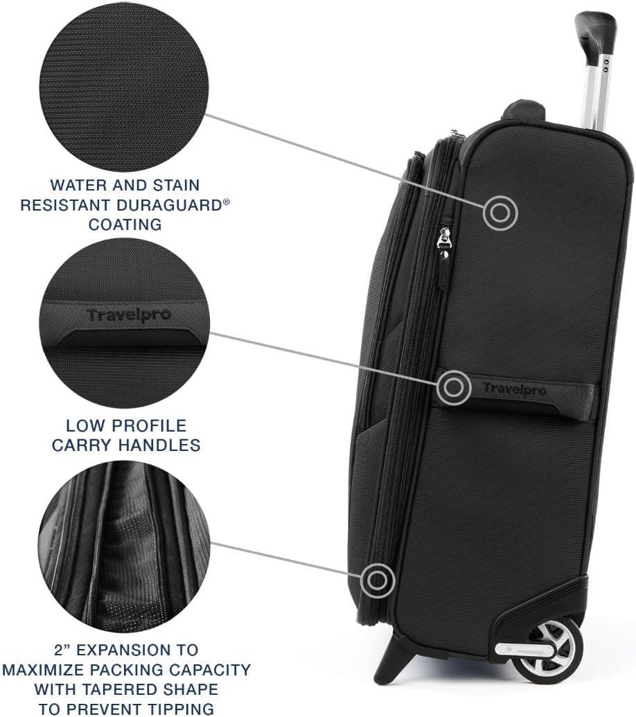Travelpro Maxlite 5 Softside Expandable Upright 2 Wheel Luggage, Lightweight Suitcase, Men and Women, Black, Carry-On 22-Inch, Maxlite 5 Softside Lightweight Expandable Upright Luggage image number 7