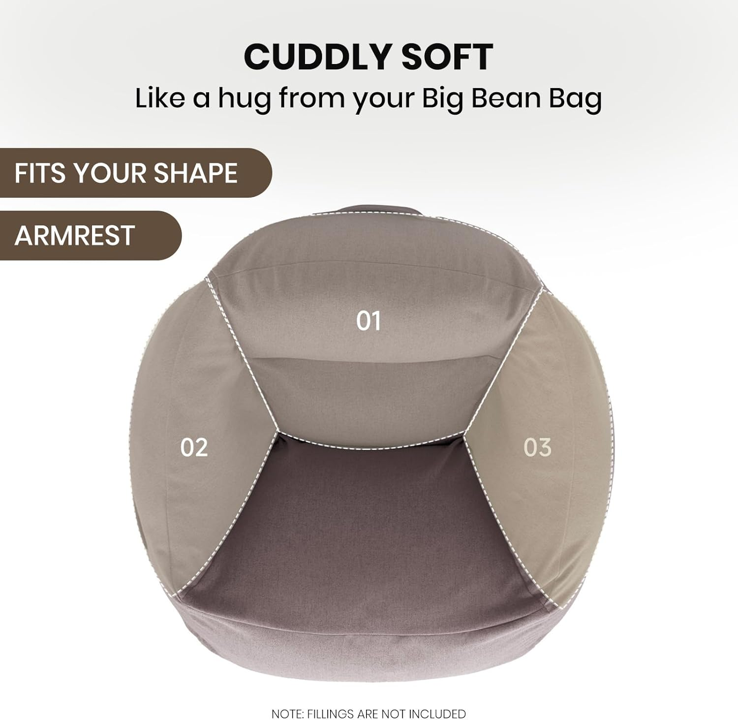 Viviendo Bean Bag Chair Cover (No Filler) for Kids and Adults with Armrest and Ottoman, Stuffable Storage Bag with Zipper, Soft Comfy Extra Large Bean Bag Chair Lazy Lounger Floor Sofa Blue image number 4