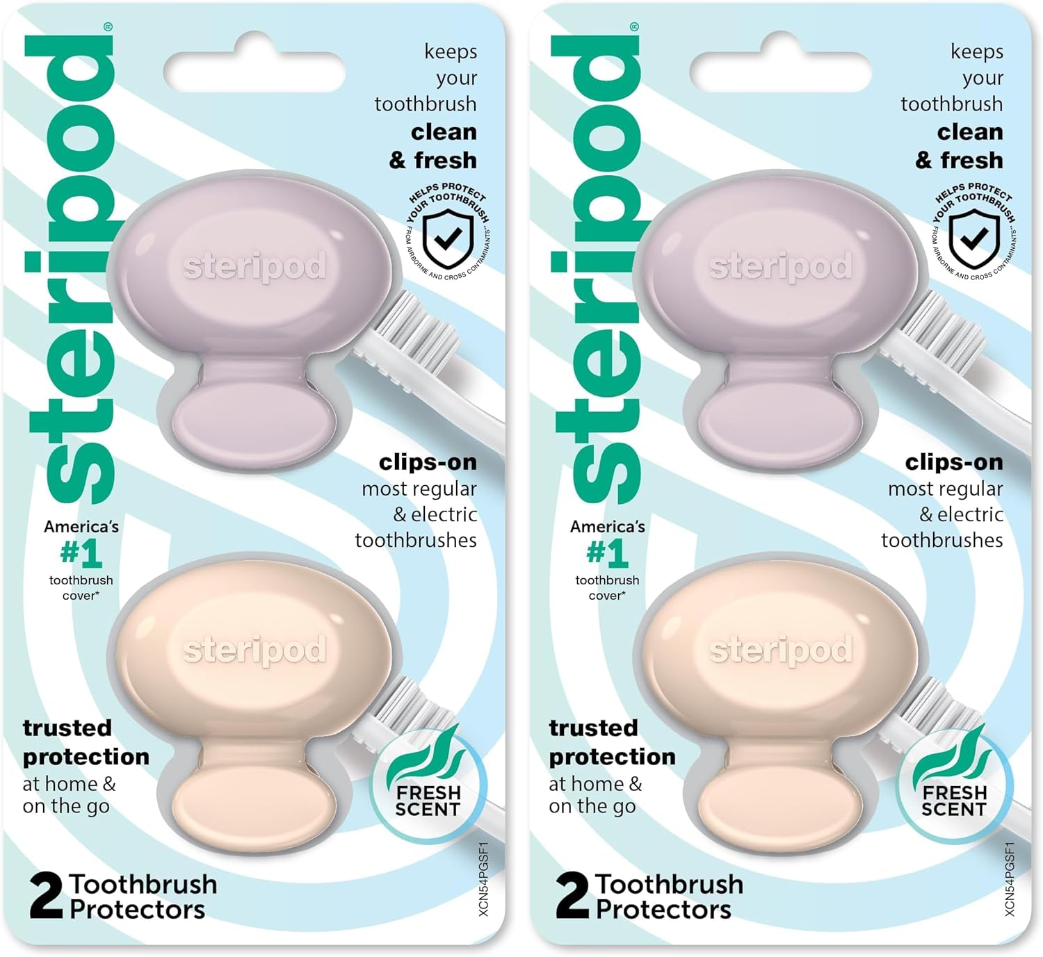 Steripod Clip-On Toothbrush Protector, Keeps Toothbrush Fresh and Clean, Fits Most Manual and Electric Toothbrushes, Pink and Blue, 2 Count (Pack of 1) image number 6