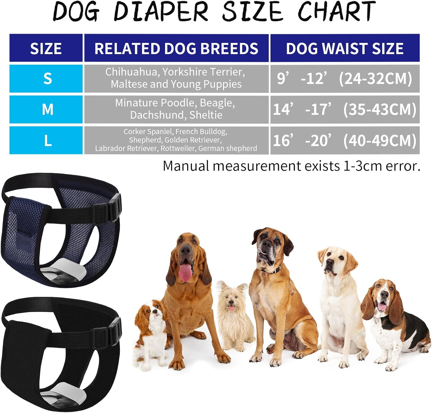 2 Pack Dog Sanitary Nappies Dog Underwear, Washable Wraps Panties for Female Pets, Dog Menstruation Underwear Dog Sanitary Nappies Period Underpants for Small Medium Large Dog image number 5