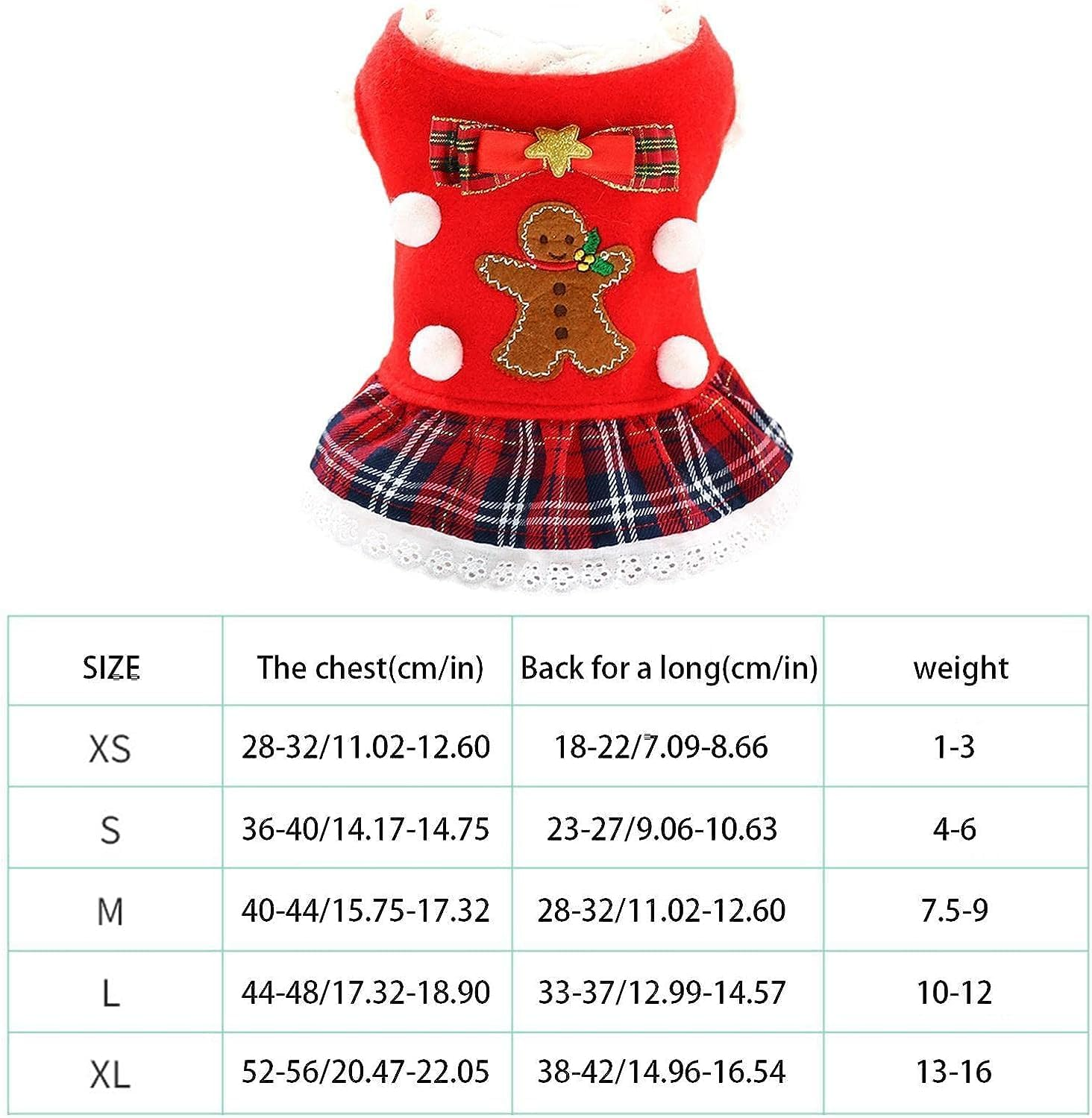 Christmas Pet Dress - Small Dog Costume for Christmas,Dog Dress for Christmas, Pet Clothes for Small Dogs Cats Puppy Kitten, Festival Dog Costume Skirt Outfit image number 6