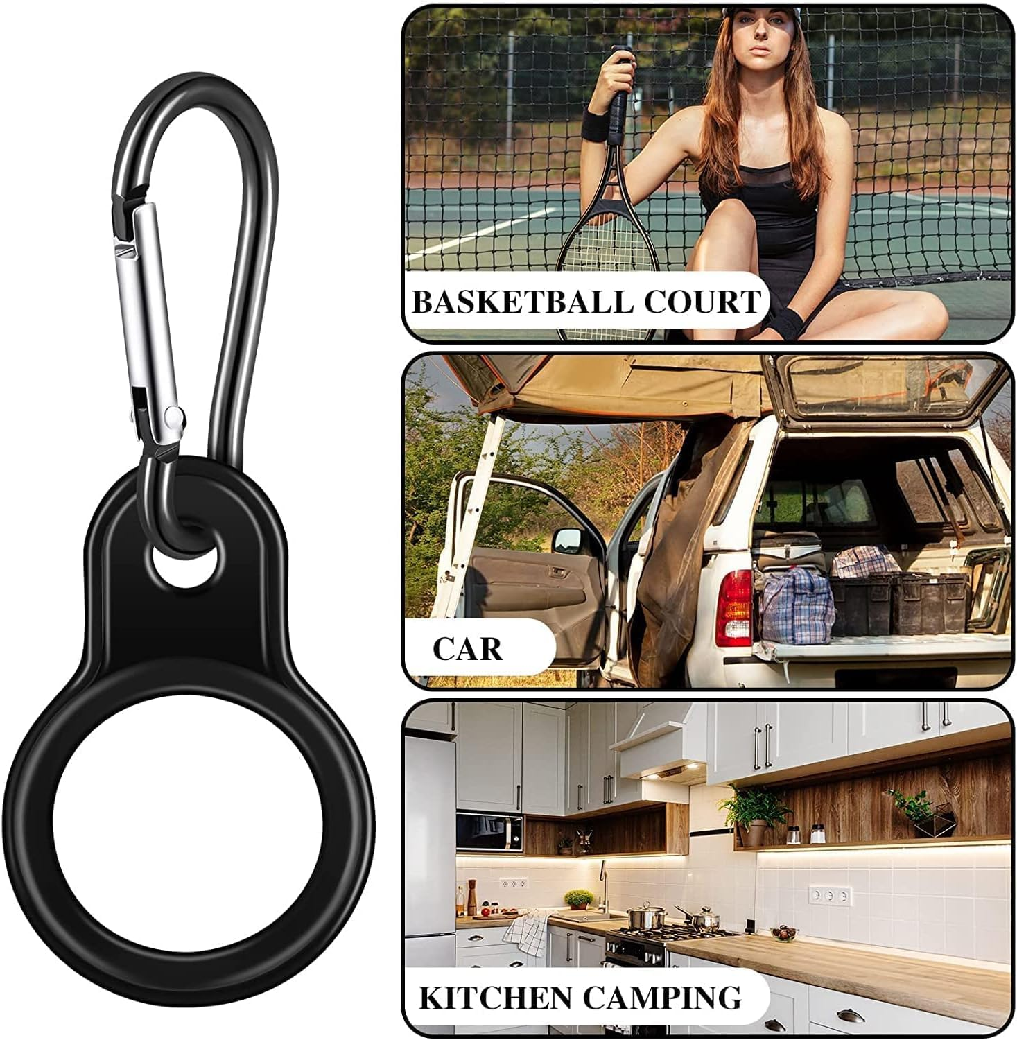 Fokmuaex 5-Pack Silicone Water Bottle Clip Holder | Durable Carabiner Carrying Clips for Sports Bottles, Travel Hiking Camping Accessories