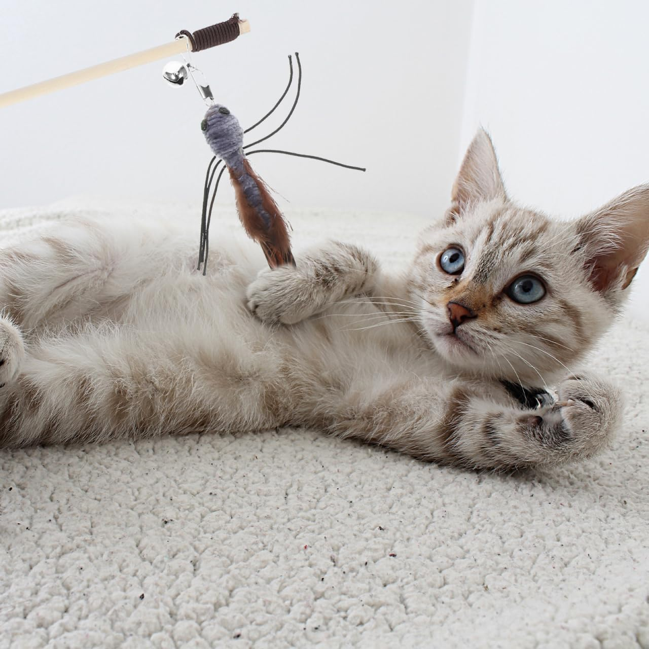 Toddmomy 3Pcs Cat Feathered Refills: Cat Toy Worm Refills Interactive Wands Attachment Toys for Kitten Indoor Accessories image number 4