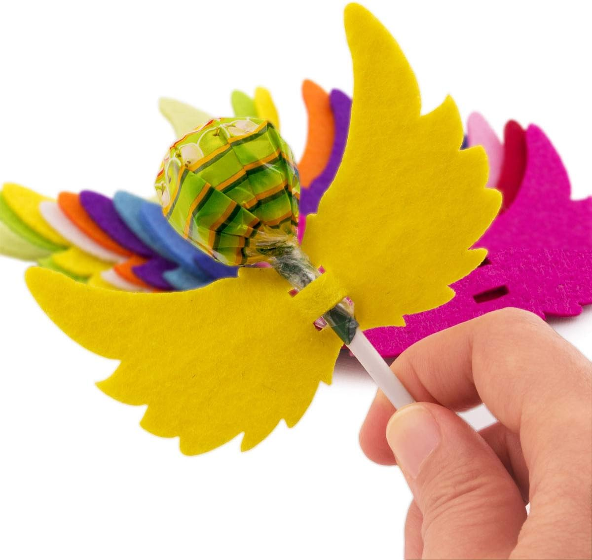 100Pcs Colorful Felt Angel Wing Lollipop Tag/Candy Holder for Parties/Baby Shower image number 4