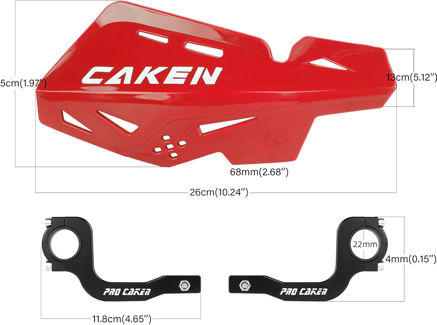 PRO CAKEN Universal 7/8" 22Mm and 1 1/8" 28Mm Handle Bar Hand Guards CNC Bracket for Dirt Bike Motocross ATV Scooter for CRF KLX KX LTR TRX SX SXF EXC XCW Grizzly Hawk 250 Bicycles-Red - Black image number 7
