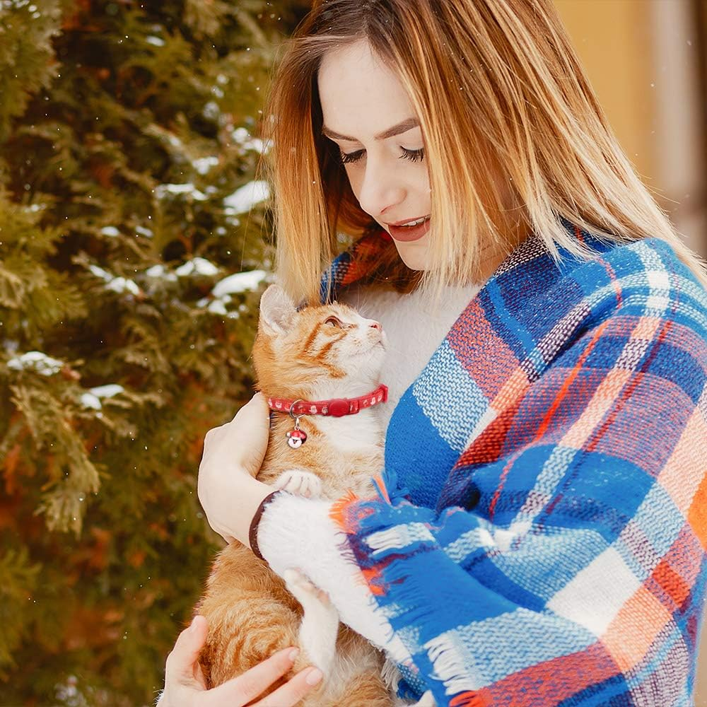 3PCS Christmas Breakaway Cat Collars with Bell Safe and Adjustable Soft Nylon for Kitten image number 5