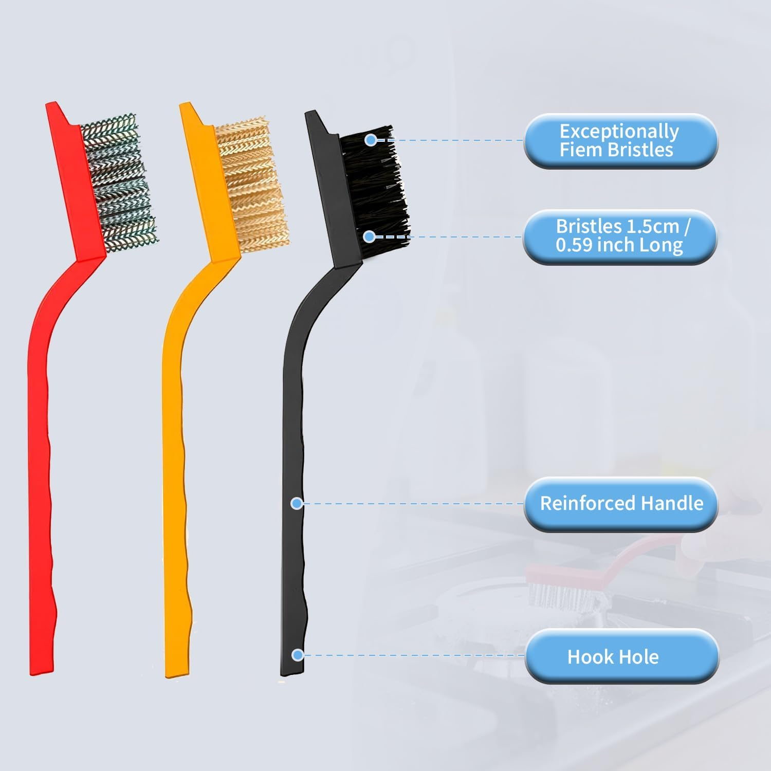 10PCS Crevice Cleaning Brushes- Hard Bristle Scrub Brush, Grout Cleaner Brush for Groove Corner, Cleaning Supplies for Toliet Bathroom Shower Kitchen Stovetop Cup Window Faucets. image number 3