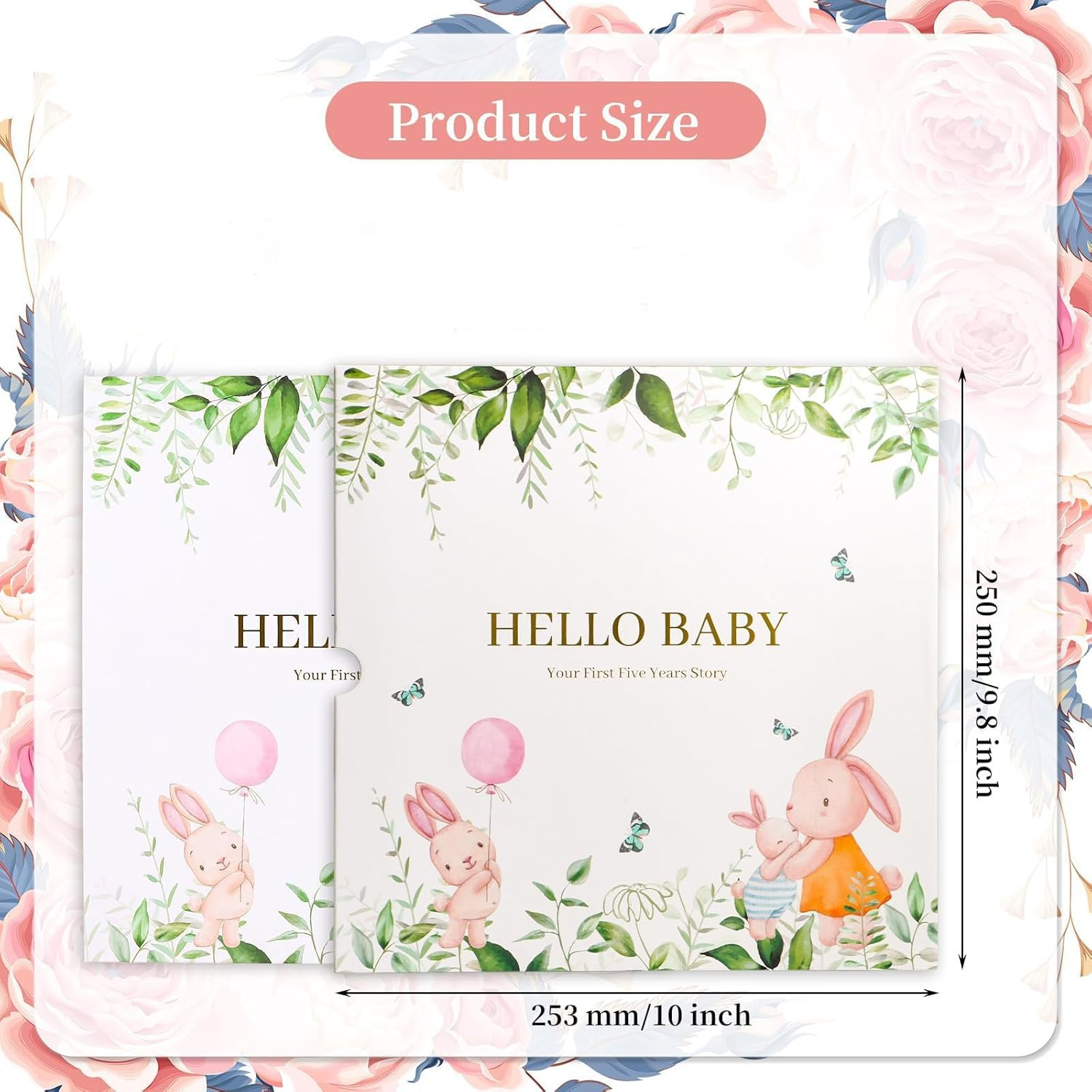 Baby Memory Book First 5 Years Journal, Unisex Animal Keepsake to Log New Born 1St Milestone, Parent Scrapbook Journal, Baby Photo Albums, Scrapbook Album (Bird)