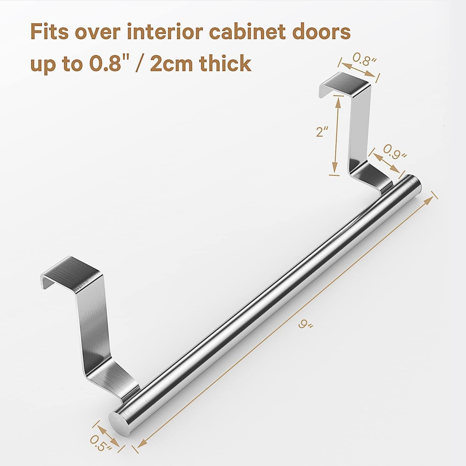 Stainless Steel over Door Towel Rack Bar Holders for Universal Fit on Cabinet Cupboard Doors Pack of 2 image number 1