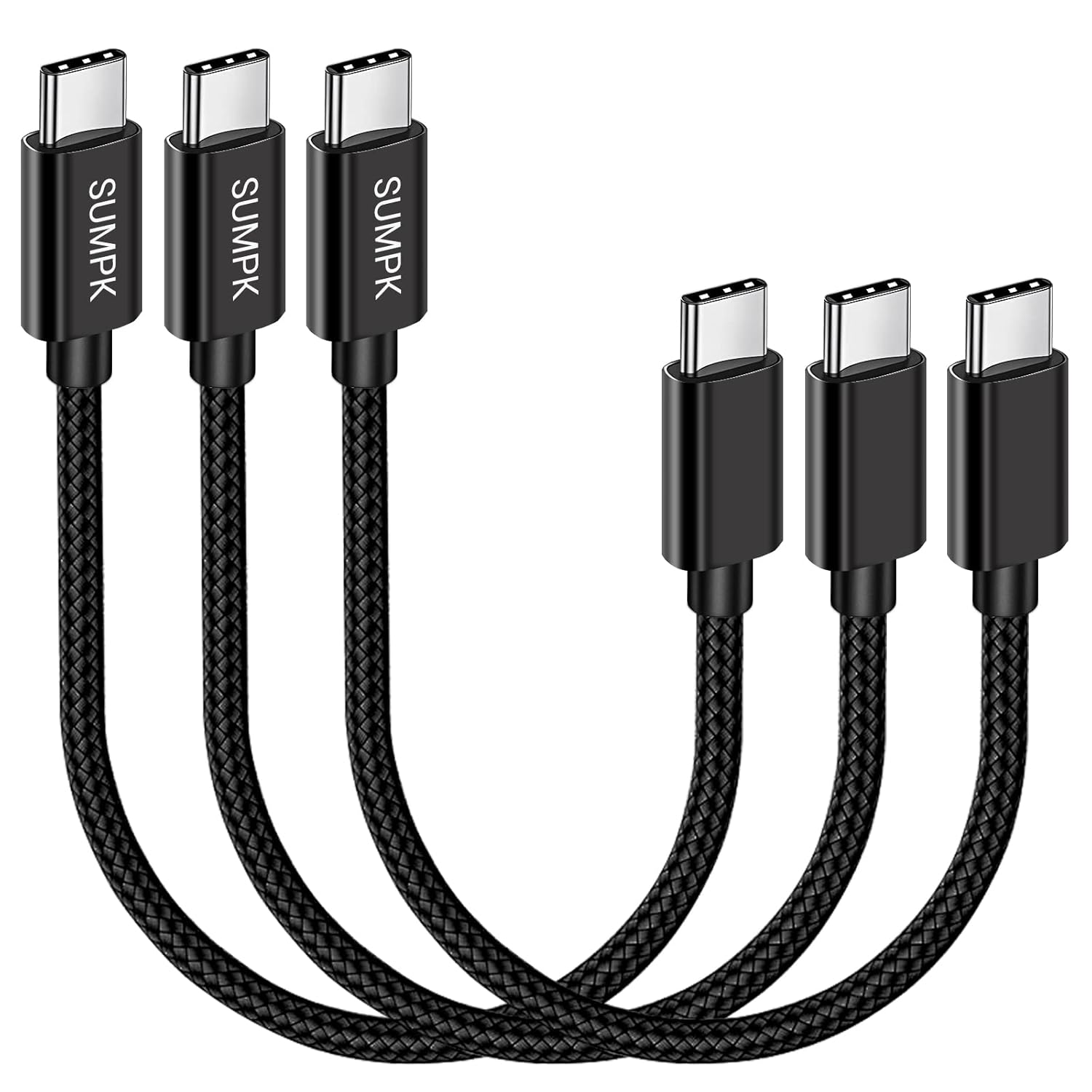50Cm USB C to USB C Cable 3 Packs, SUMPK Right Angle 60W PD Type C Fast Charging Cord Compatible with Samsung Galaxy S22/S21/S20 Ultra/Z Fold 3/Note 20, Macbook Air, Ipad Pro 2020, Pixel 5/4/3 XL