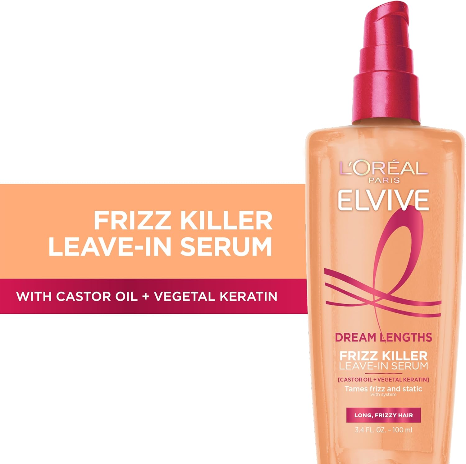 L'Oreal Paris Elvive Dream Lengths Frizz Killer Leave-In Serum, 3.4 Ounce image number 5