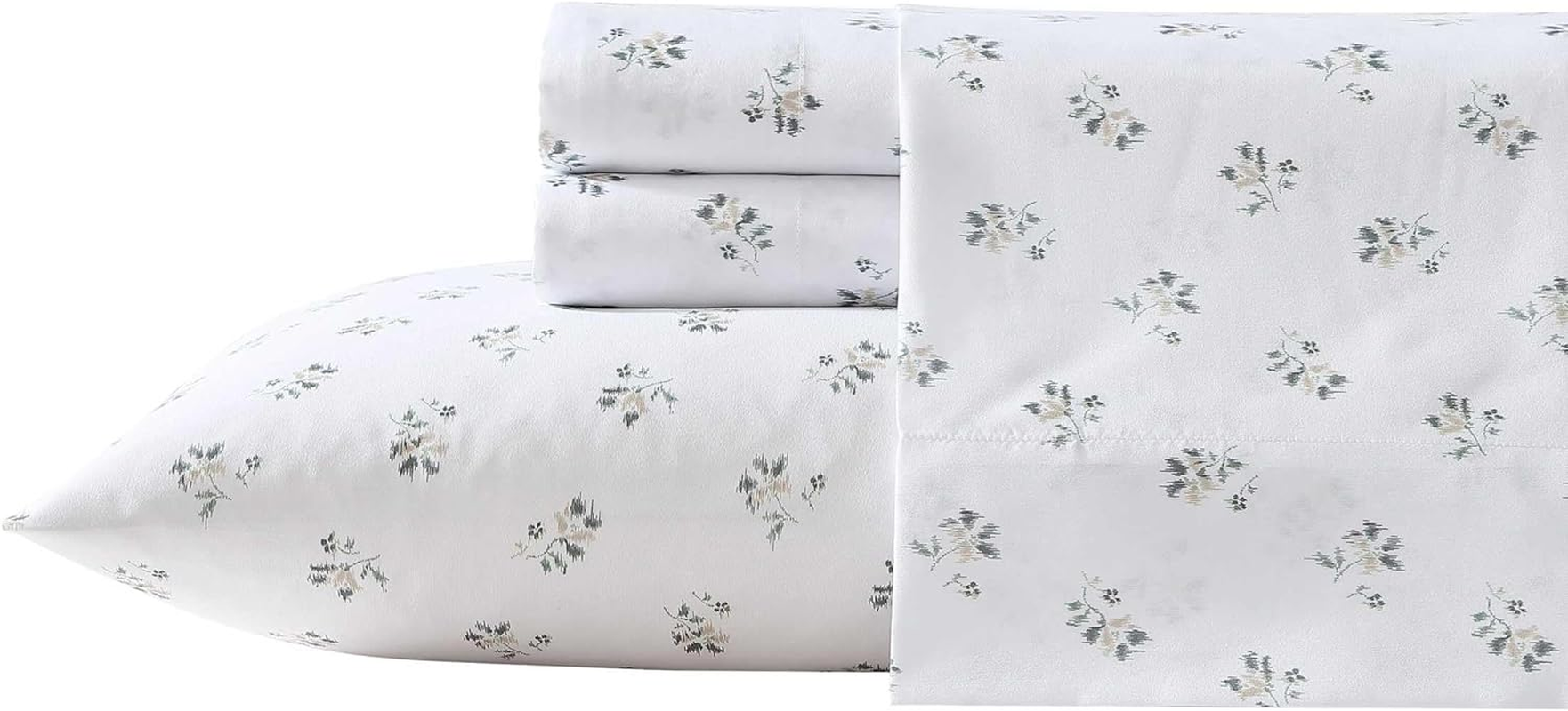 Wrangler - Sheet Set, Breathable & Wrinkle Resistant Bedding, Includes Matching Sham & Pillowcases, Floral Home Decor (Sketchy Ditsy Green, King)