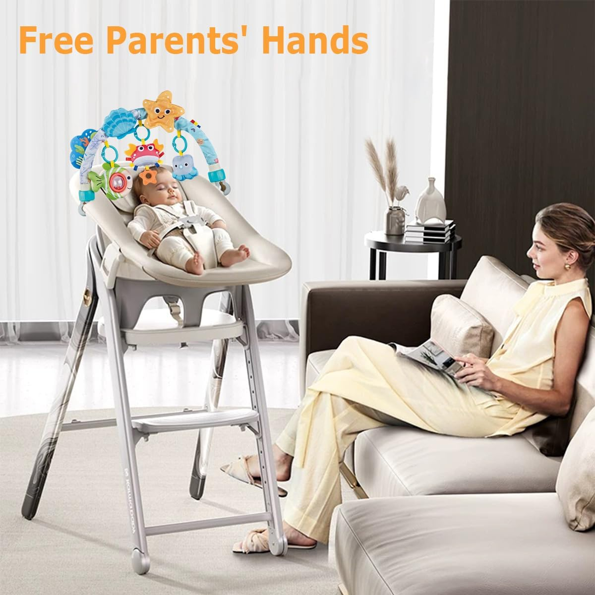 Baby Arch Activity Toy for Infant ＆ Toddlers, Fits Stroller, Car Seat and Bassinest, Baby Adjustable Crib Hanging Toy with Rattles, Stimulates Baby'S Senses and Motor Skills Development image number 5