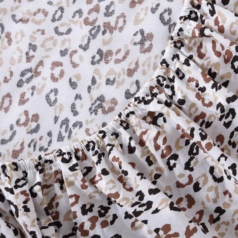 Poppy & Fritz - Full Sheets, Cotton Percale Bedding Set, Crisp & Cool, Lightweight Home Decor (Leopard, Full) image number 5