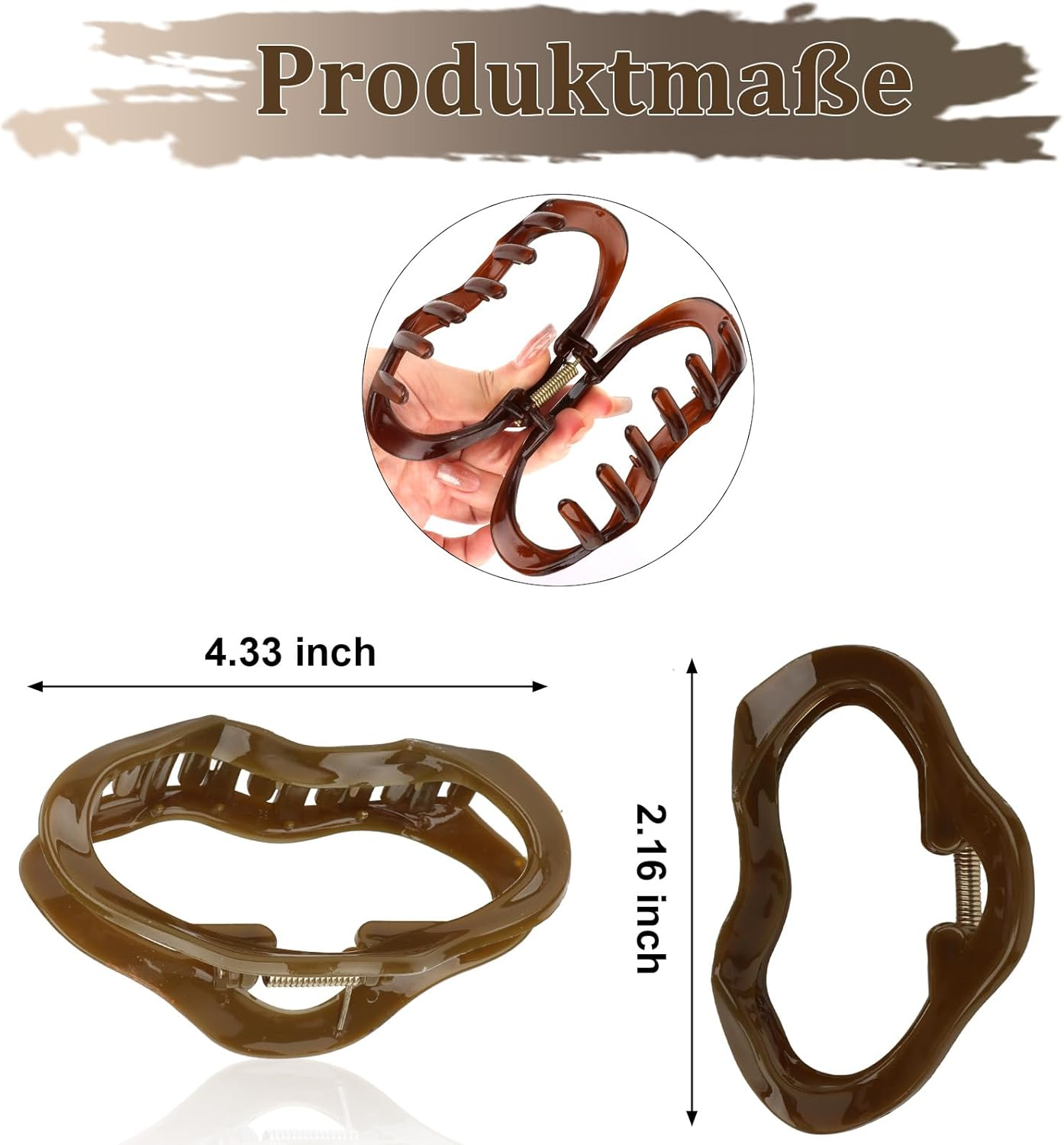 Exipsat Pack of 6 Large Hair Clips, Octopus Hair Clip, Women, Non-Slip Hair Claw for Thick Hair, Hair Styling Accessories for Women and Girls, Neutral Colours image number 4