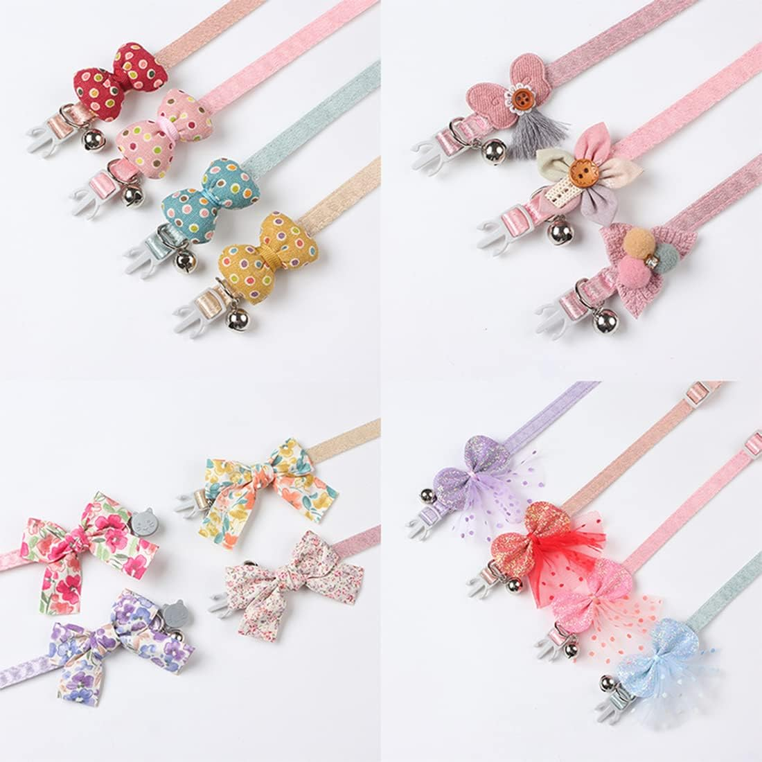 Yiwong Flower Cat Collar, Dog Collar with Bell, Bow Tie Cat Collar, Collar with Bow Tie and Safety Buckle with Choking Protection image number 1