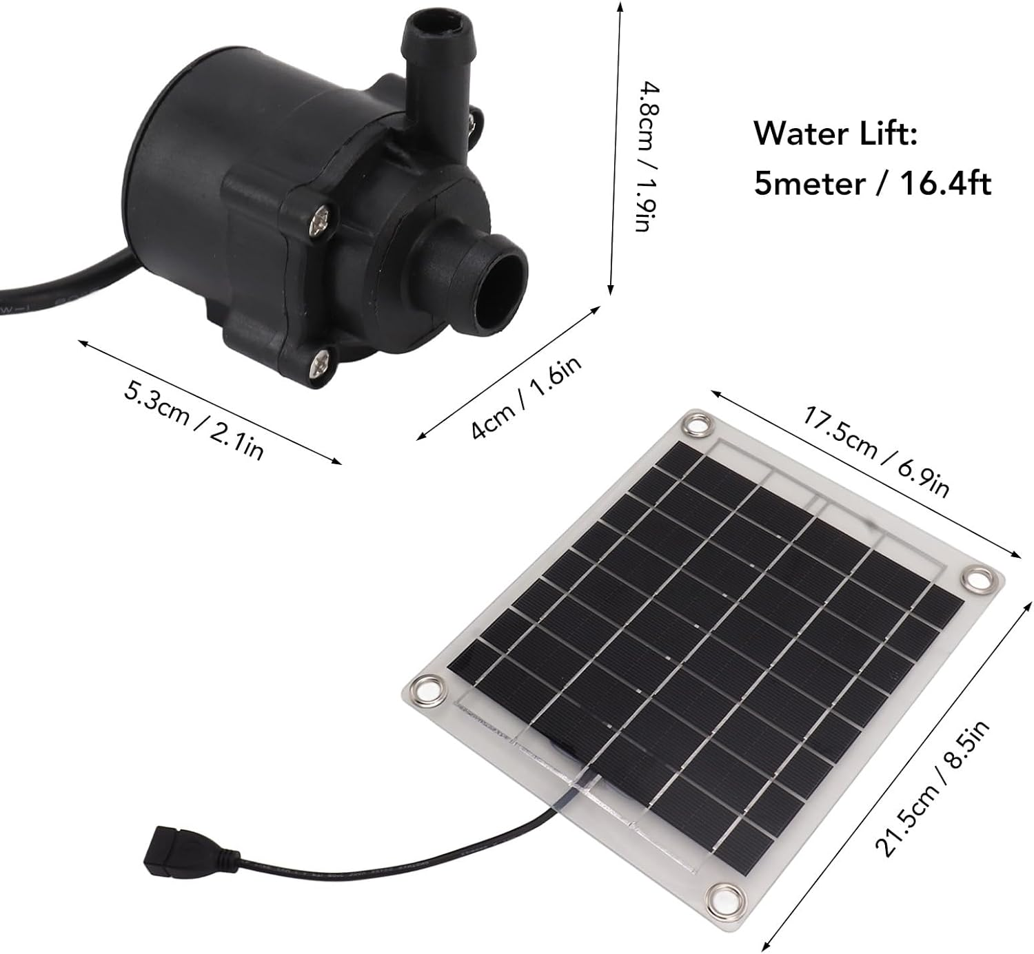 Solar Fountain Pump Kit, 12V 20W Solar Bird Bath Fountain Pump with Solar Panel, Adjustable Irrigation Solar Water Pump Submersible Pump for Ponds, Garden, Fish Tank, Pool, Outdoor image number 4