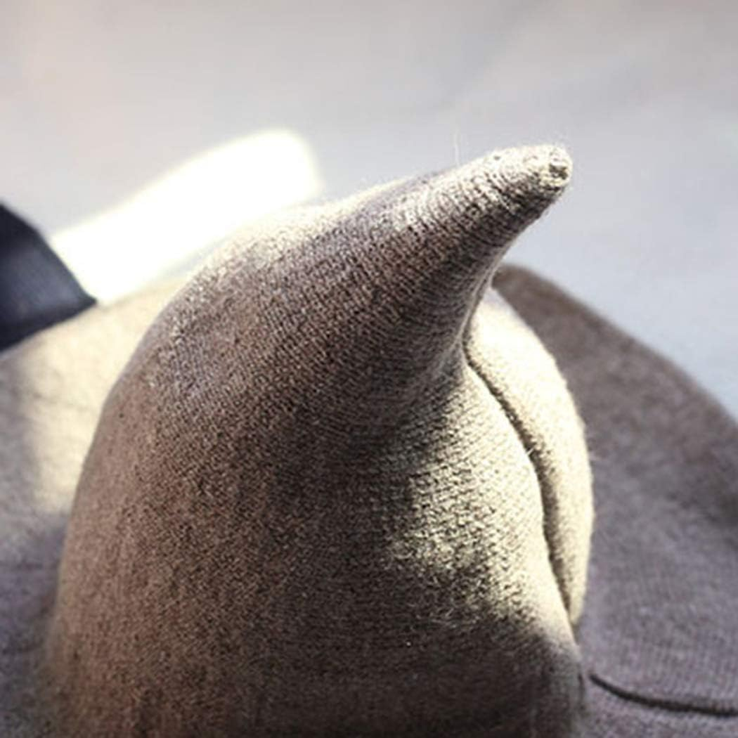 Plenmor Modern Felt Witch Hat - Foldable Candy Colored Wool Knit for Halloween Party, Cosplay Costume and Daily Use (Khaki) image number 6