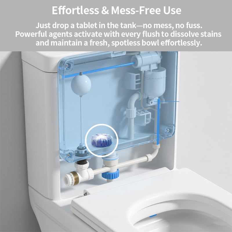 Toilet Bowl Cleaner Tablets, 24 PCS Household Automatic Toilet Tank Cleaners Tablet Deodorizers, Slow-Release Deodorizing & Descaling, Powerful Bathroom Toilet Cleaning Block Tool image number 2