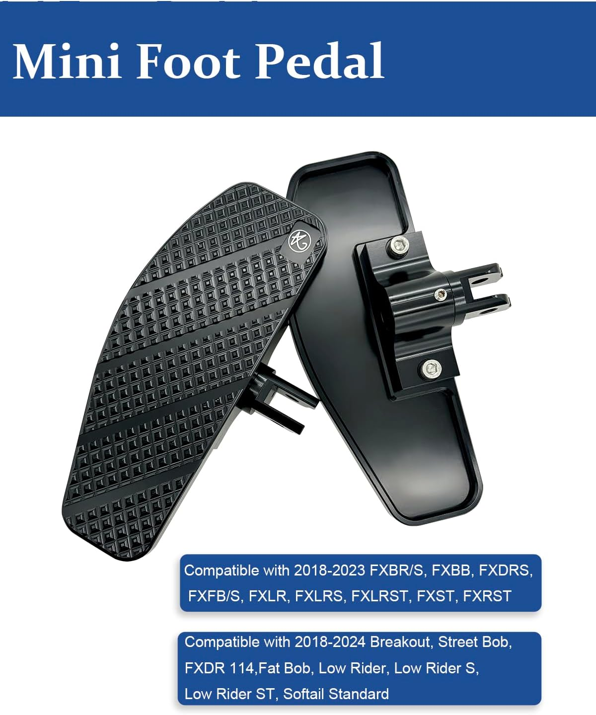 Mini Aluminium Black Middle Foot Pedal for Harley Davidson 2018-2024 Cruiser Motorcycle image number 1