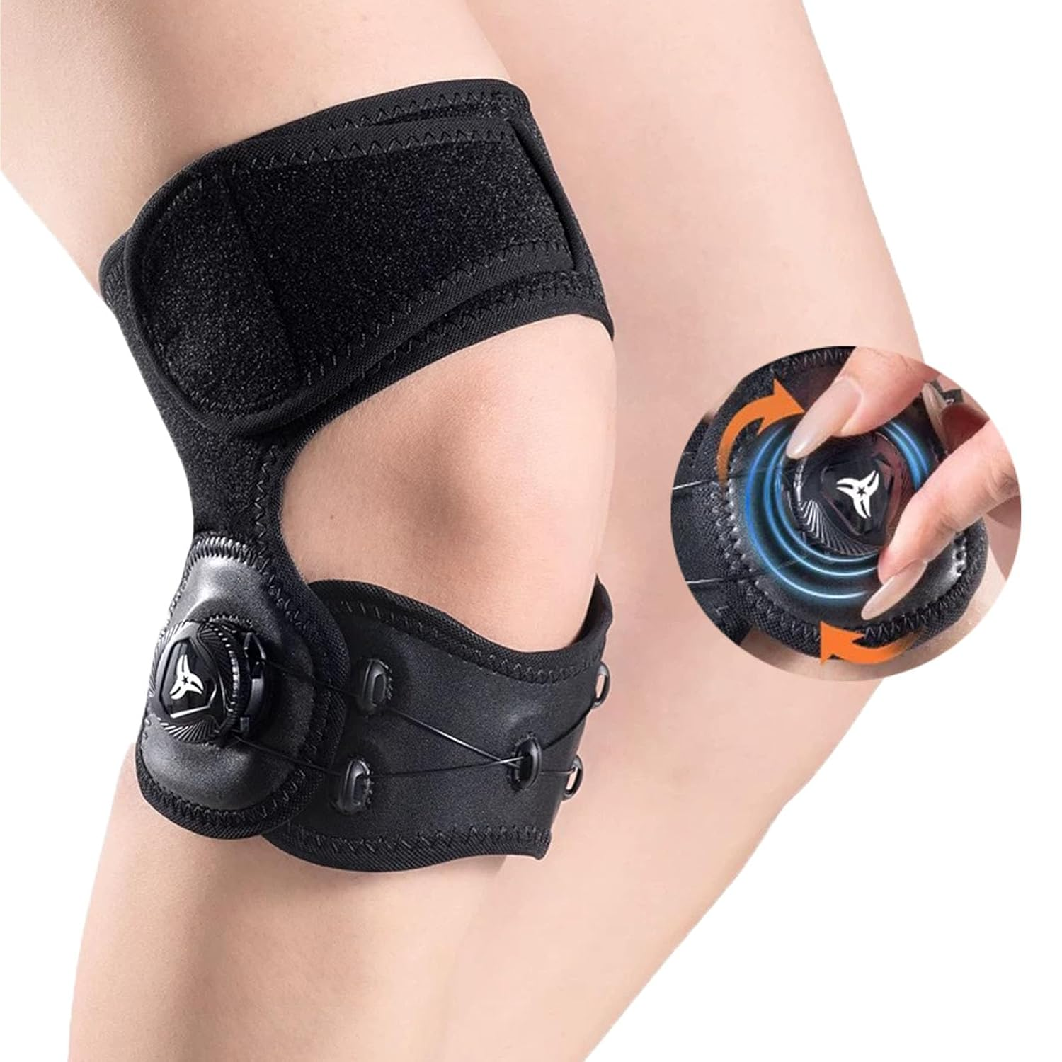 Knee Brace with Rotating Buckle & Silicone Gel Pad - Adjustable Open-Patella Knee Support for Arthritis Pain Relief, Meniscus Tear Recovery, Running Knee Protection Right-M image number 1