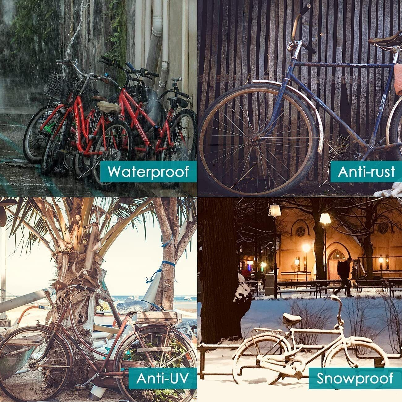 Extra Large Waterproof Bike Cover with Lock Holes - Premium 210D Oxford Fabric, Uv-Resistant Outdoor Protection for Mountain, Road, Electric Bikes - Includes Storage Bag, Pack of 1 image number 5