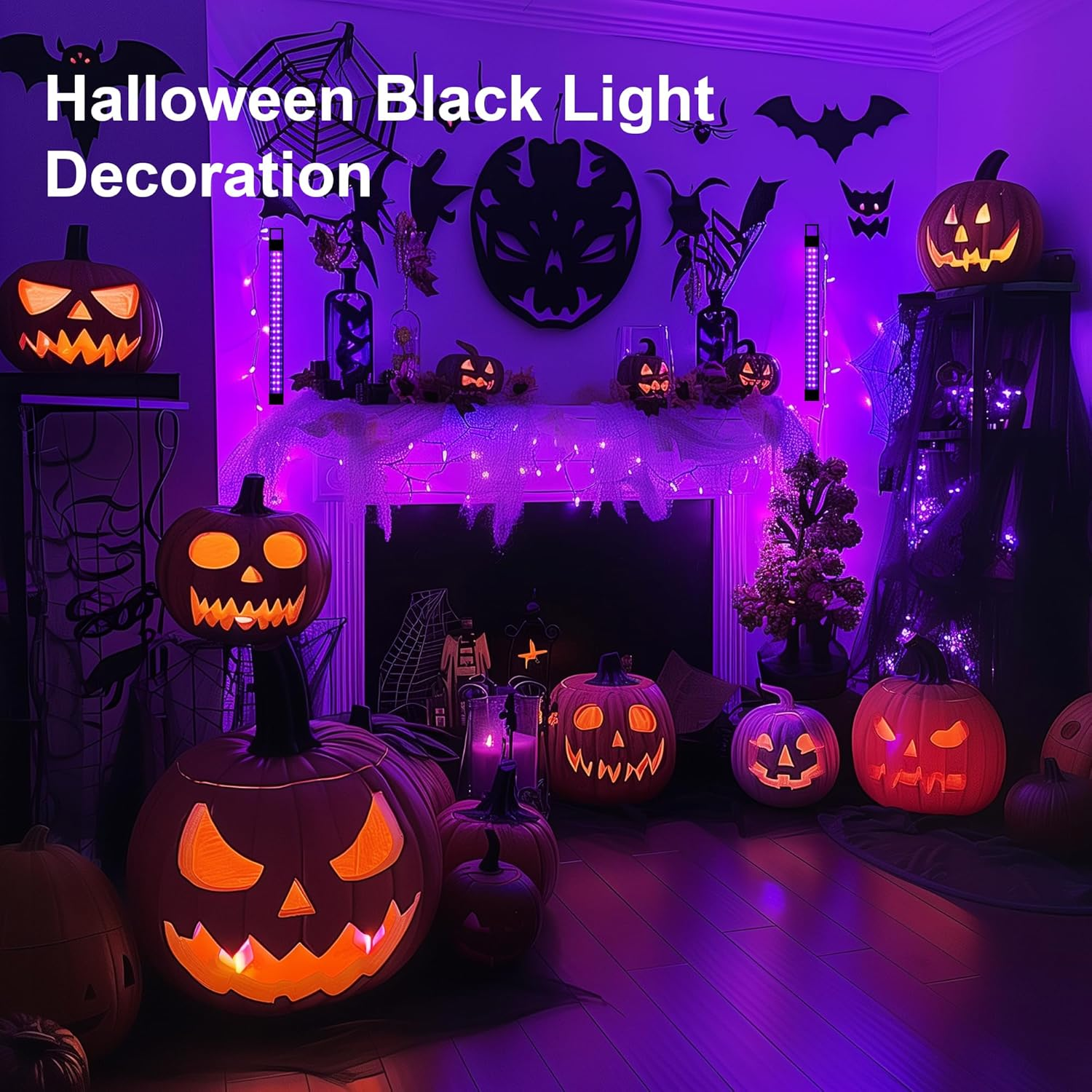 Destlife 4 Pack Rechargeable Black Light Bar 10W Battery Operated Blacklight, Portable Blacklights for Glow Party Fishing image number 3