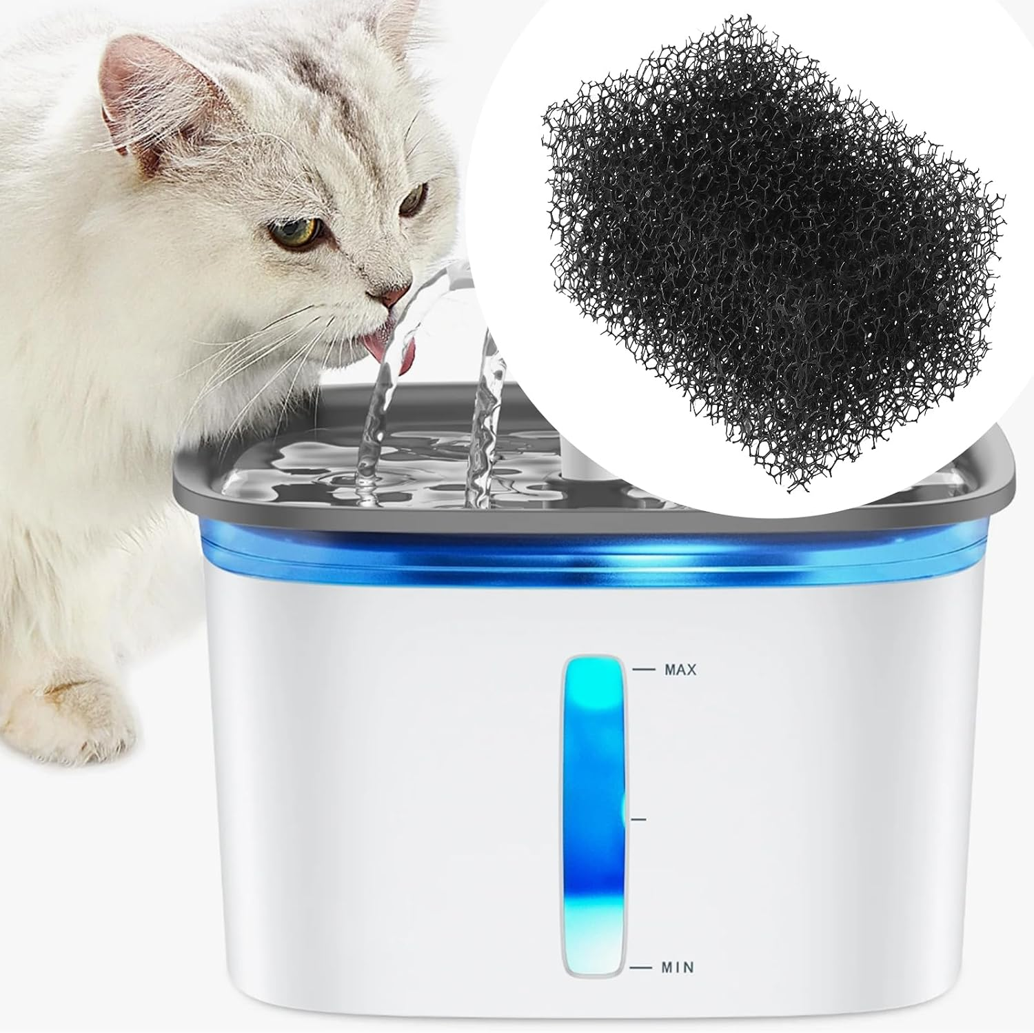 Be in Your Mind 20Pcs Cat Water Filter Sponge 3.8X2.5X2.3Cm Replacement Foam Filters for 92Oz/2.8L Pet Fountain Removes Impurities