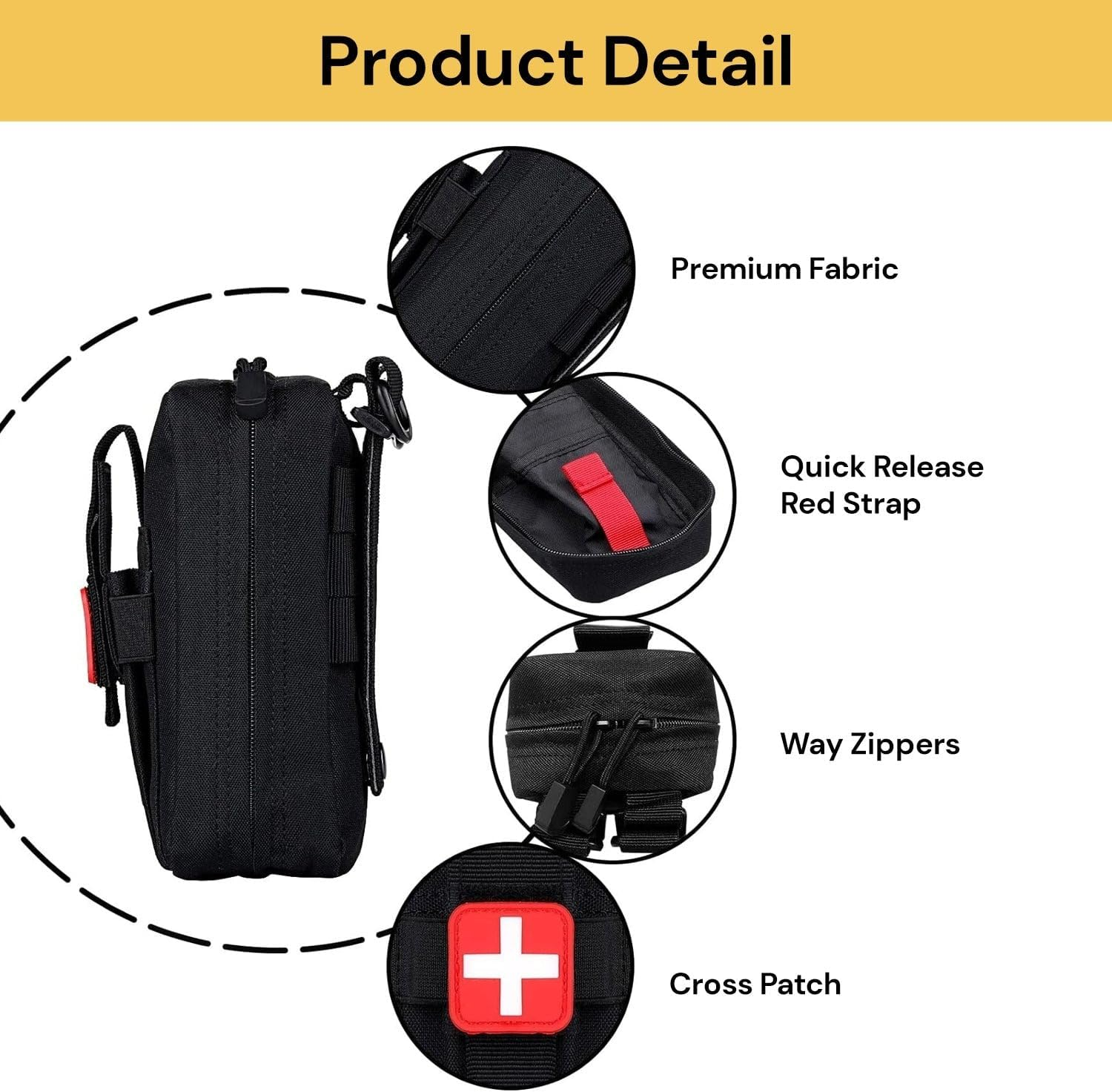 EZONEDEAL Tactical Molle Pouch - Rip-Away Design First Aid Bag, Medical EDC Drop Bag for Hunting, Camping, Outdoor Sports - Utility Pouch Carlebben