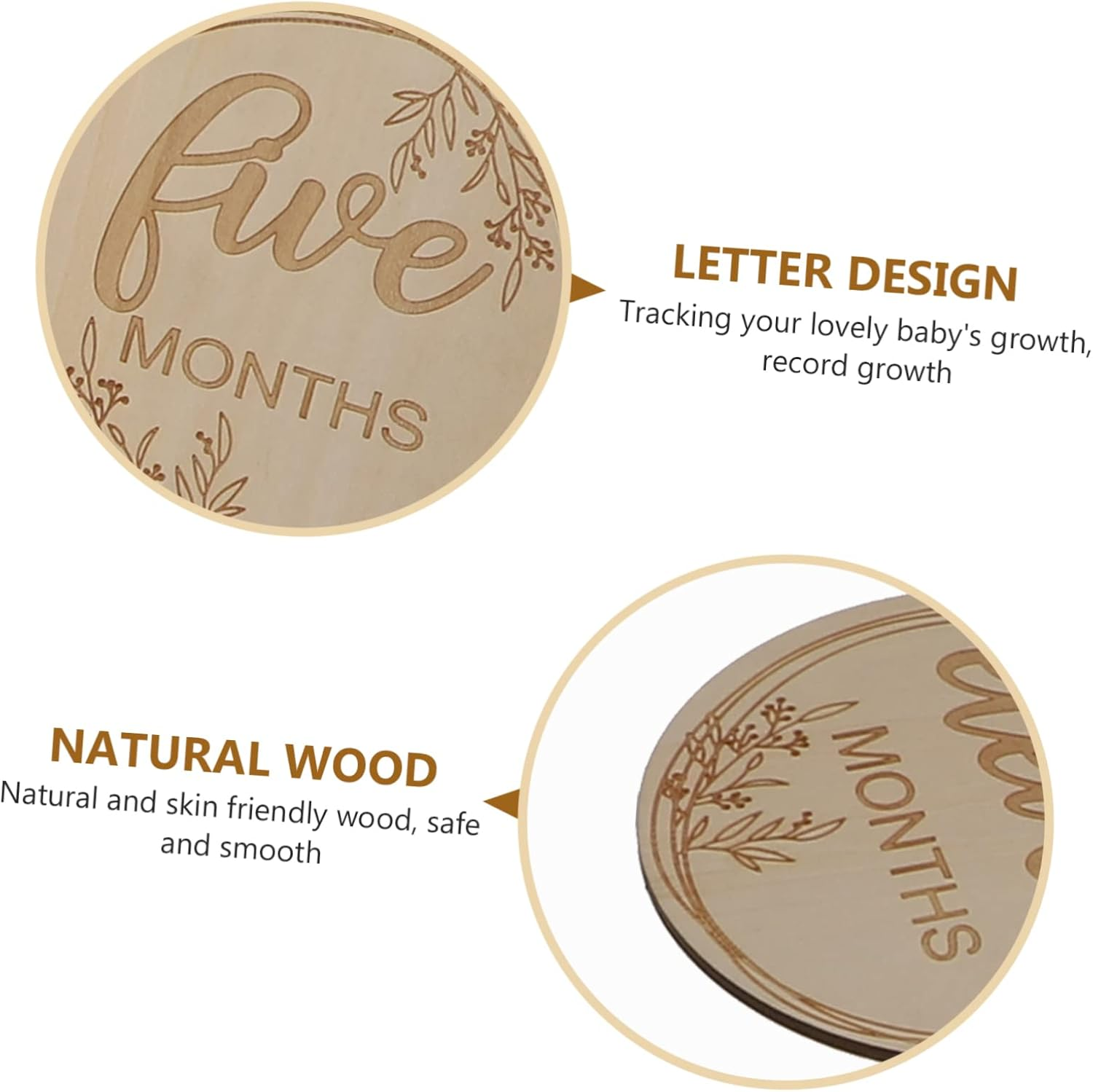 VANZACK 12Pcs Wooden Growth Commemorative Cards Milestone Photo Props for Newborns Creative Design with Unique Grain for Capturing Precious Moments image number 1