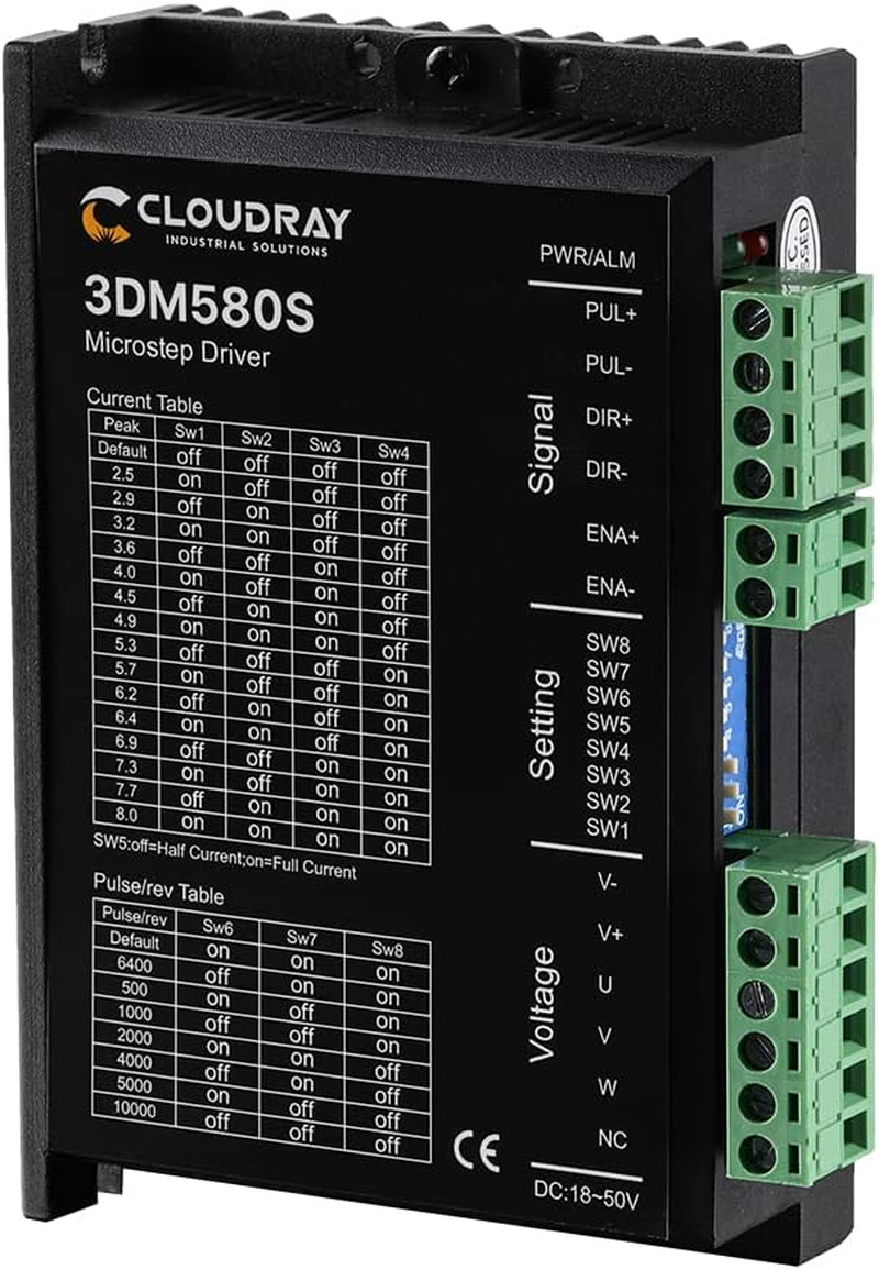 Cloudray 3-Phase Stepper Motor Driver 3DM580S 1.0-8.0A 18-50VDC for CNC Nema 17, 23, 24 and 34 Stepper Motor image number 5