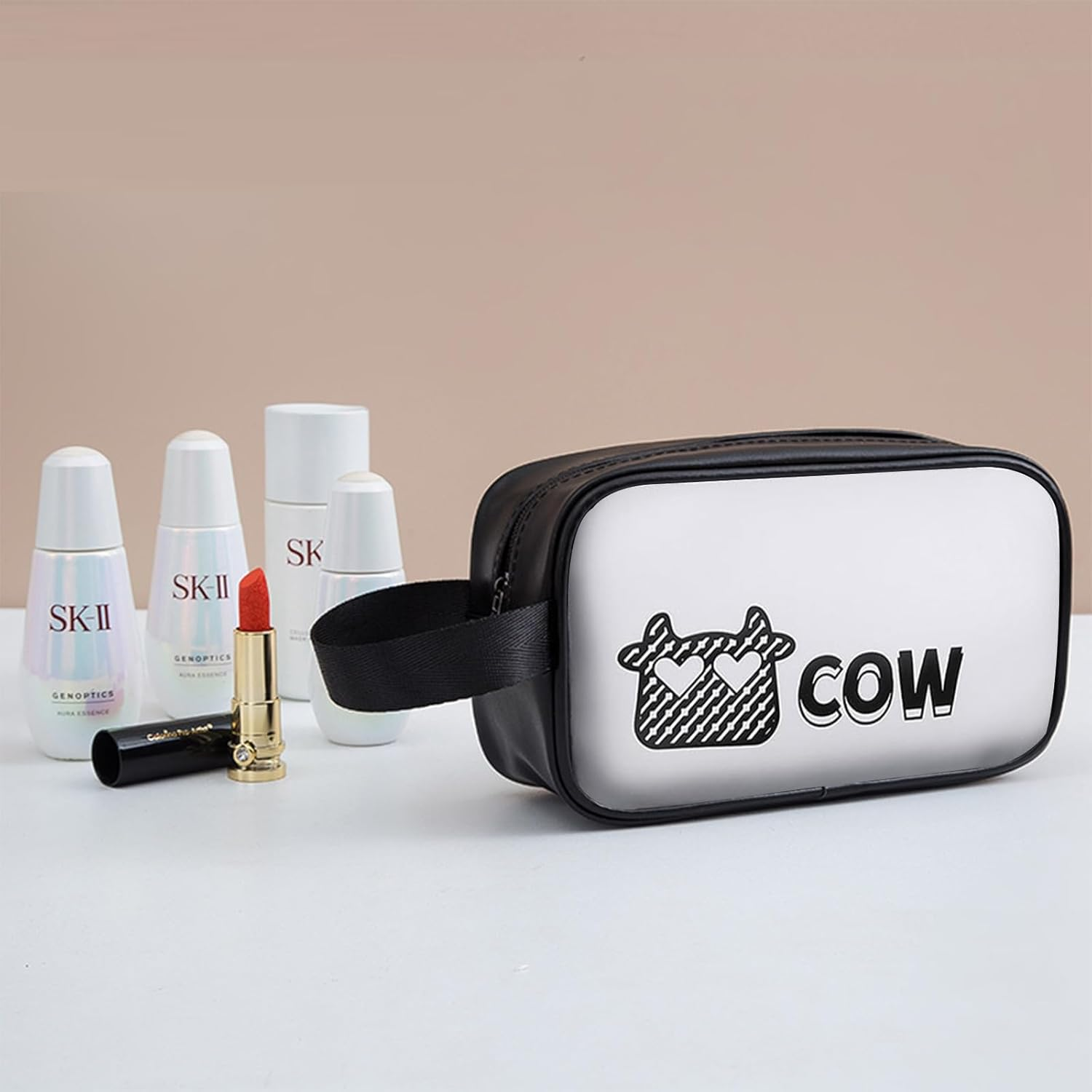 BSITSSS 2 PCS Clear Makeup Bags, Cute Cosmetic Bag with Zippers, Portable Waterproof Clear Toiletry Bags Small Make up Bag for Handbag Women Travelling and Holiday, Black&Coffee, Clear Makeup Bag image number 2