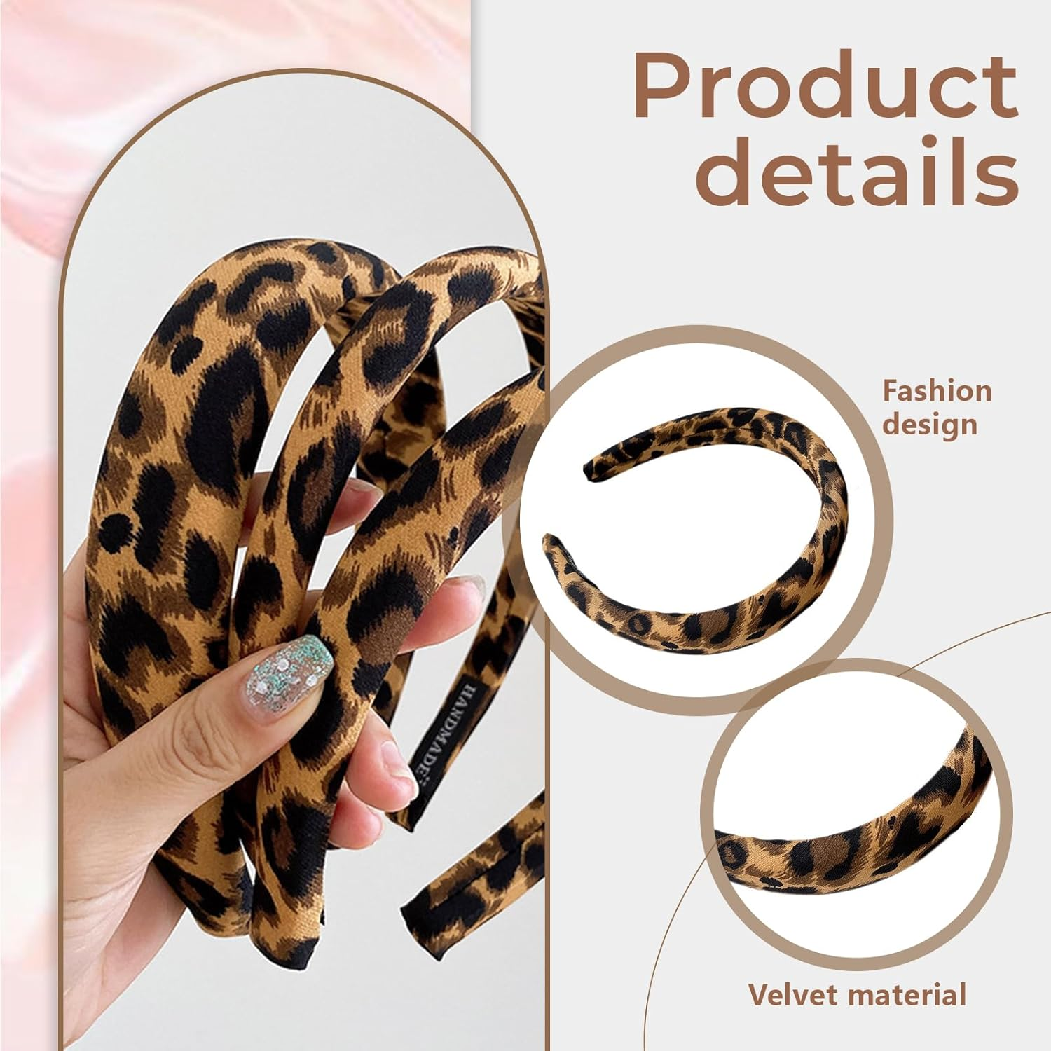 Goiern Pack of 3 Headbands for Women and Girls, Padded Headband, Non-Slip Headband with Leopard Pattern, Comfortable Headbands, Cute Headbands, Hair Accessories image number 2